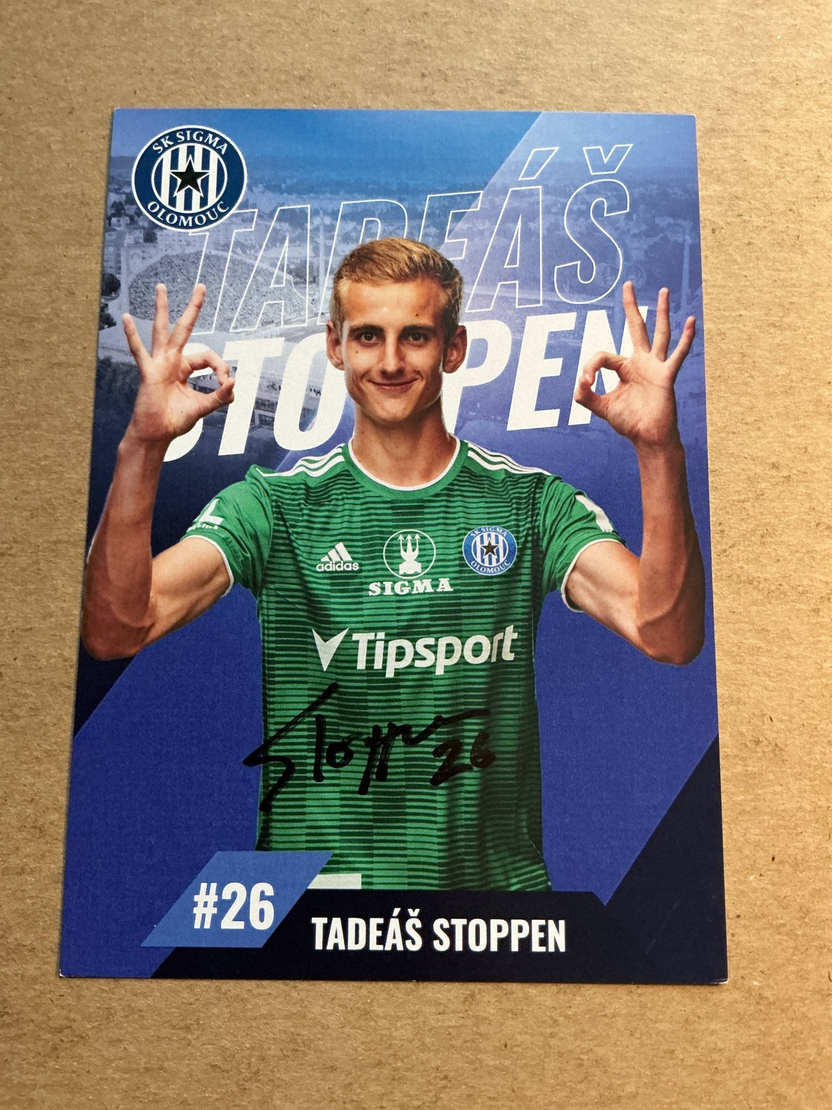 Tadeáš Stoppen, Czech Republic 🇨🇿 SK Sigma Olomouc 2021/22 hand signed - Autographs-World