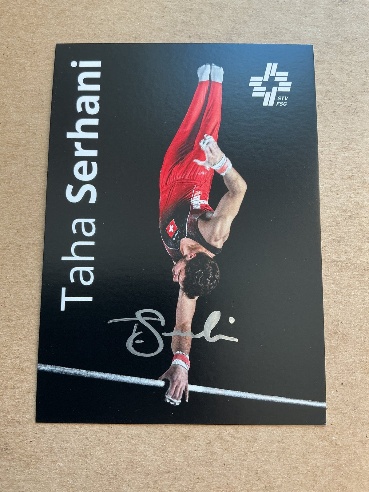 Taha Serhani, Switzerland 🇨🇭Gymnastics Summer Olympics 2024 hand signed - Autographs-World