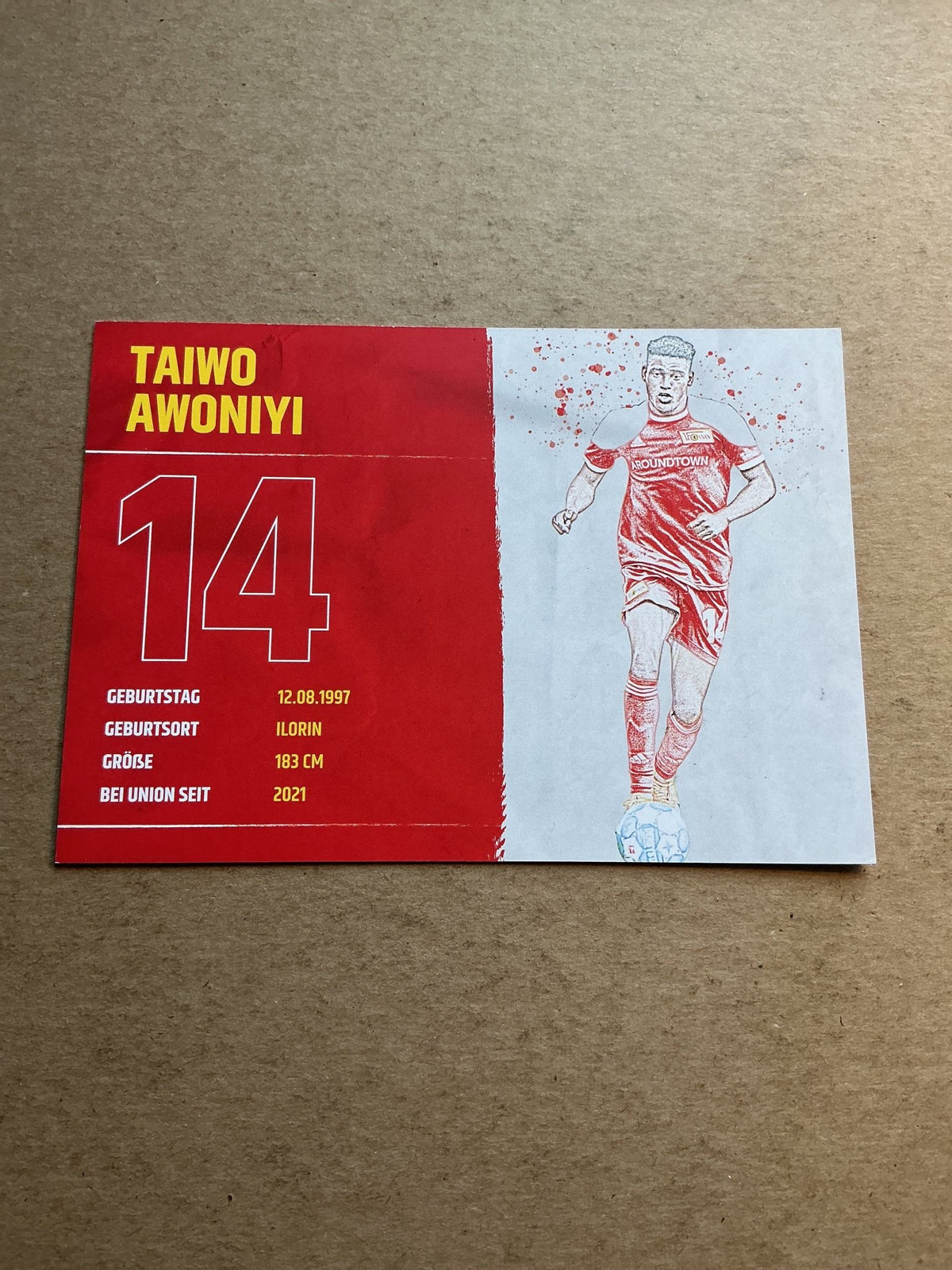 Taiwo Awoniyi, Nigeria 🇳🇬 1.FC Union Berlin 2021/22 hand signed - Autographs-World