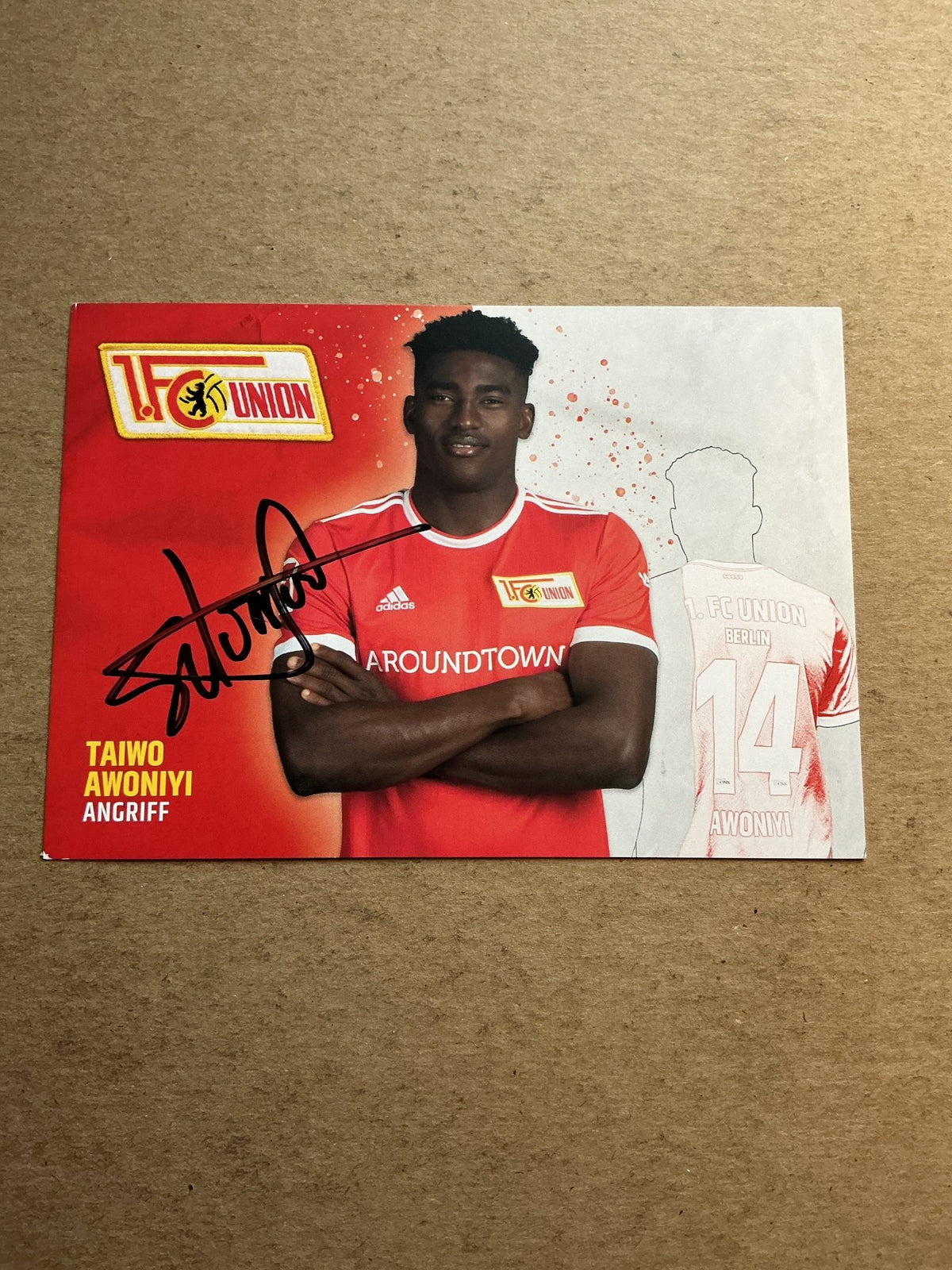 Taiwo Awoniyi, Nigeria 🇳🇬 1.FC Union Berlin 2021/22 hand signed - Autographs-World
