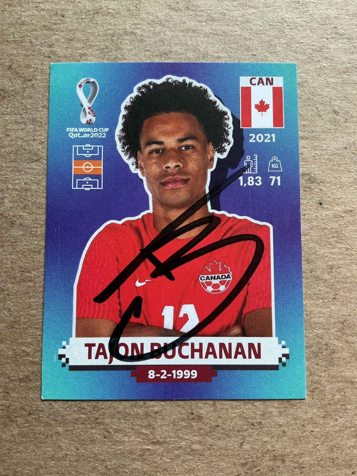 Tajon Buchanan, Canada 🇨🇦 FIFA World Cup 2022 Panini hand signed - Autographs-World