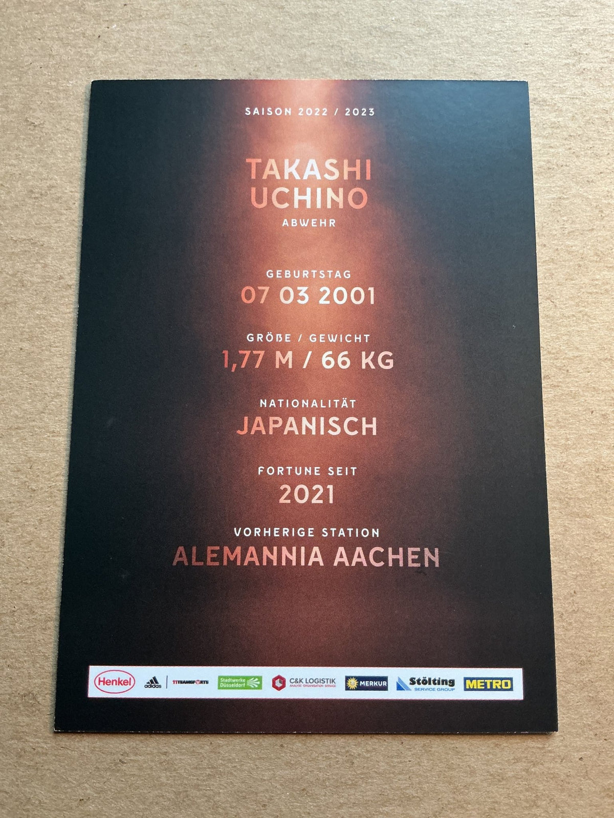 Takashi Uchino, Japan 🇯🇵 Fortuna Düsseldorf 2022/23 hand signed - Autographs-World