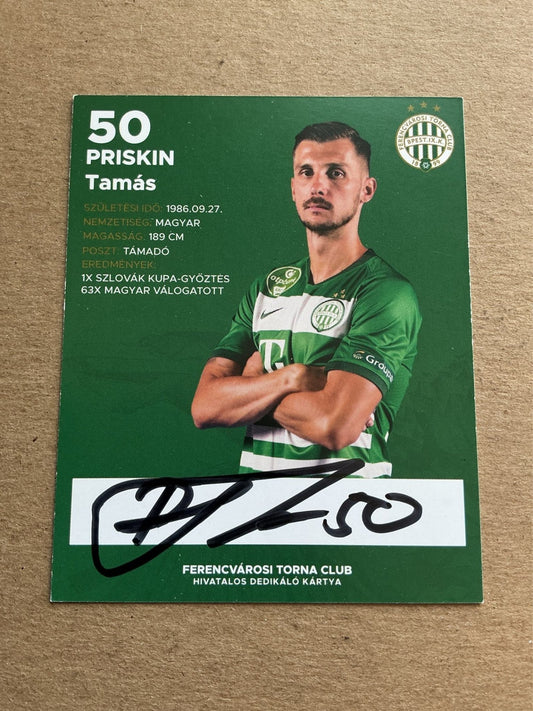Tamás Priskin, Hungary 🇭🇺 Ferencvaros 2019/20 hand signed - Autographs-World