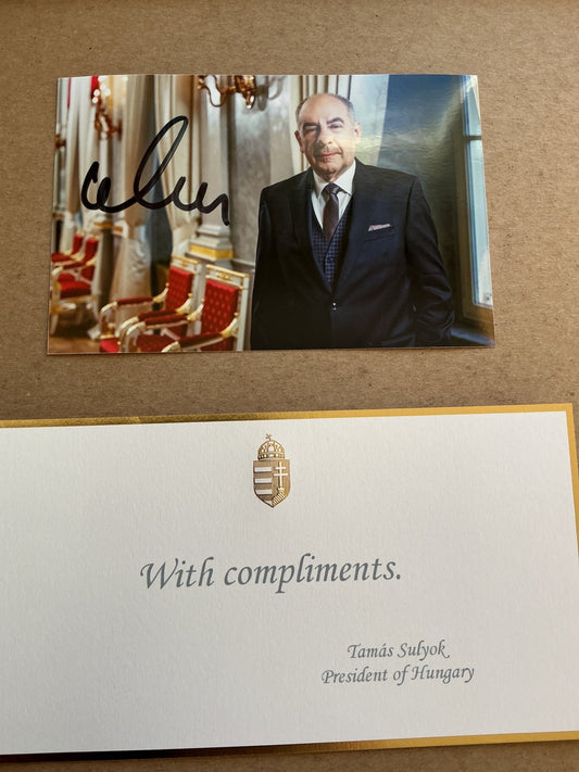 Tamás Sulyok, Hungary 🇭🇺 President Politics 2025 hand signed - Autographs-World