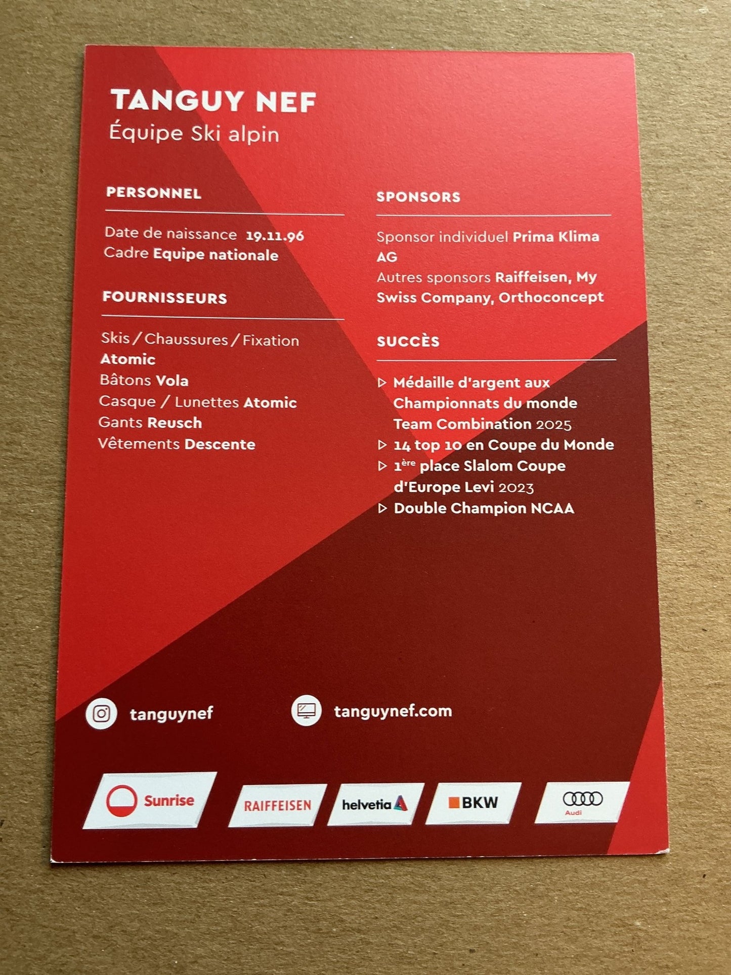 Tanguy Nef, Switzerland 🇨🇭 Alpine Winter 2025/26 hand signed - Autographs-World