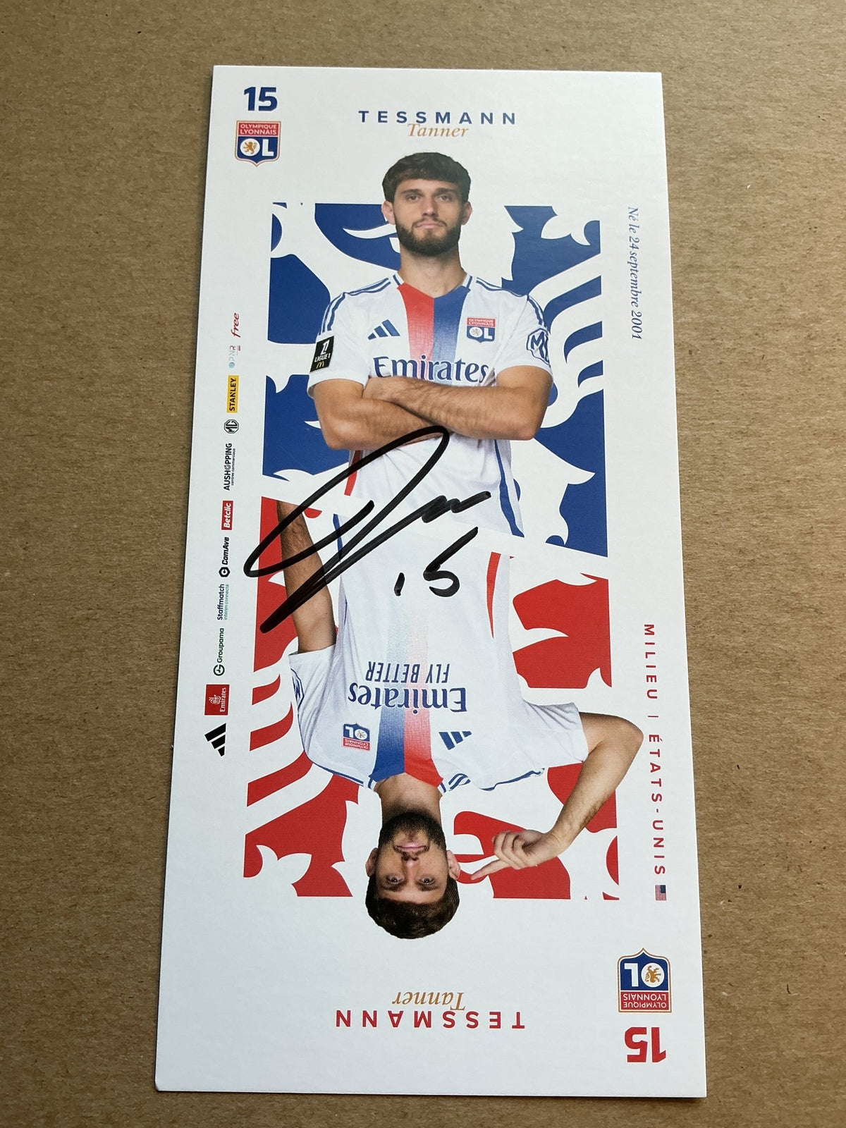 Tanner Tessmann, USA 🇺🇸 Olympique Lyon 2024/25 hand signed - Autographs-World