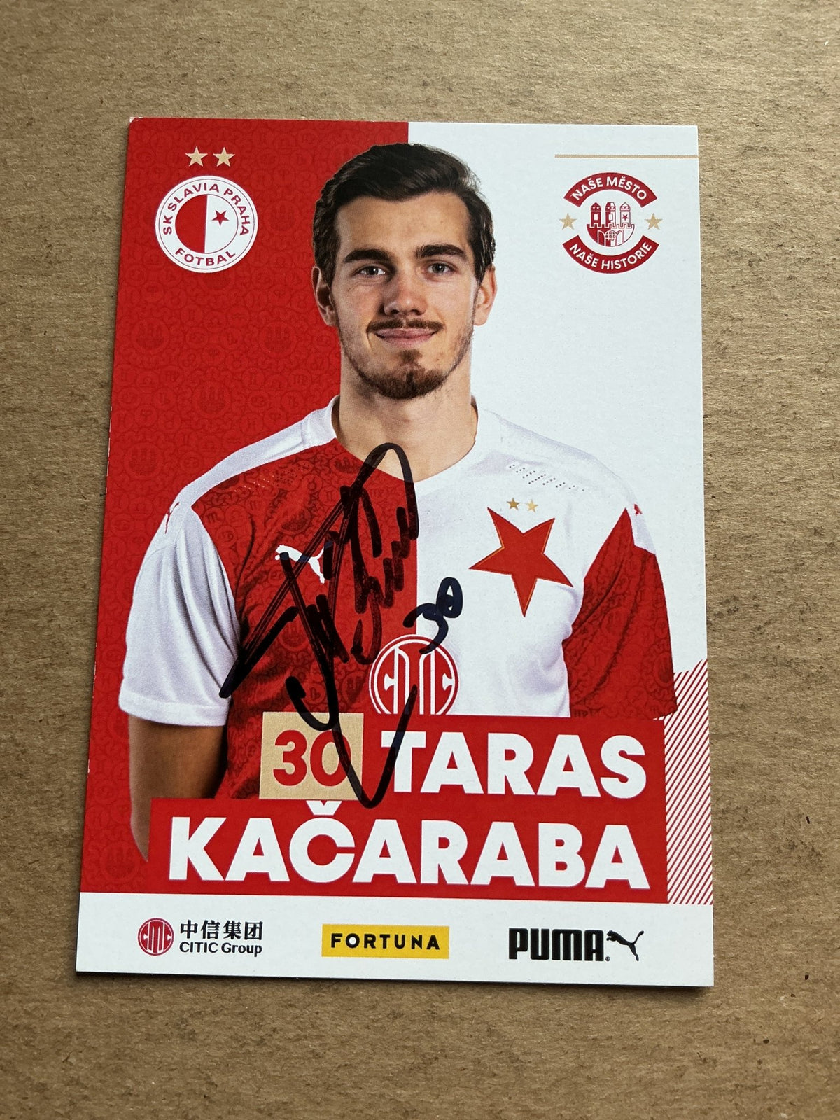 Taras Kacharaba, Ukraine 🇺🇦 SK Slavia Prague 2020/21 hand signed - Autographs-World