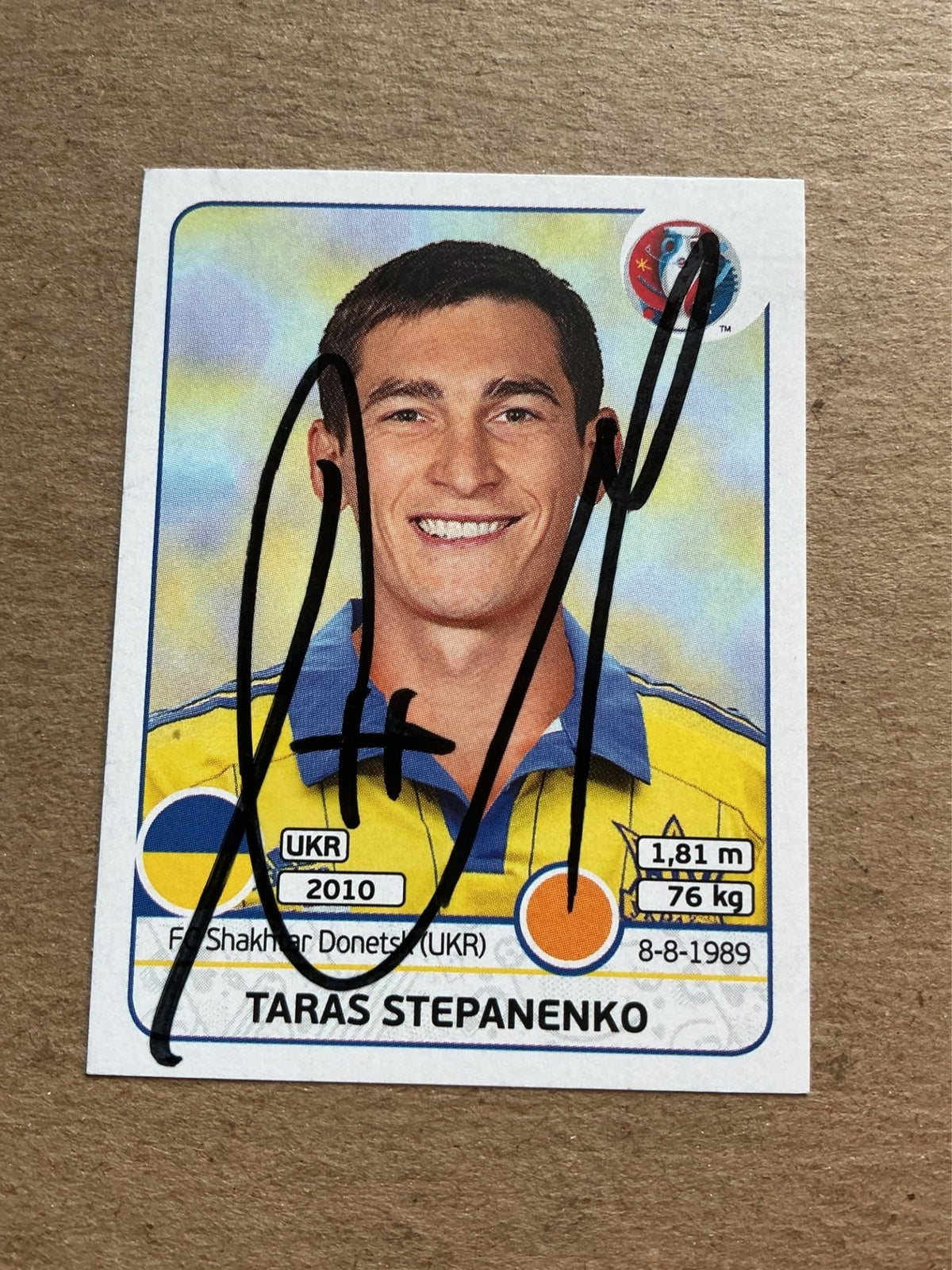 Taras Stepanenko, Ukraine 🇺🇦 UEFA Euro 2016 Panini hand signed - Autographs-World