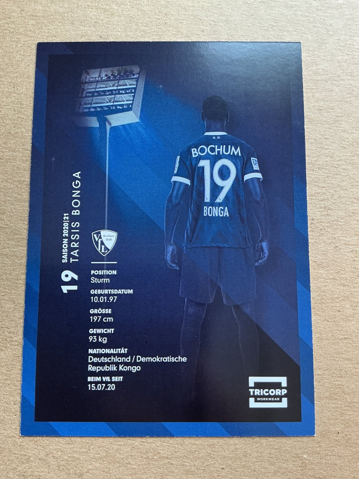 Tarsis Bonga, Germany 🇩🇪 VfL Bochum 2020/21 hand signed - Autographs-World