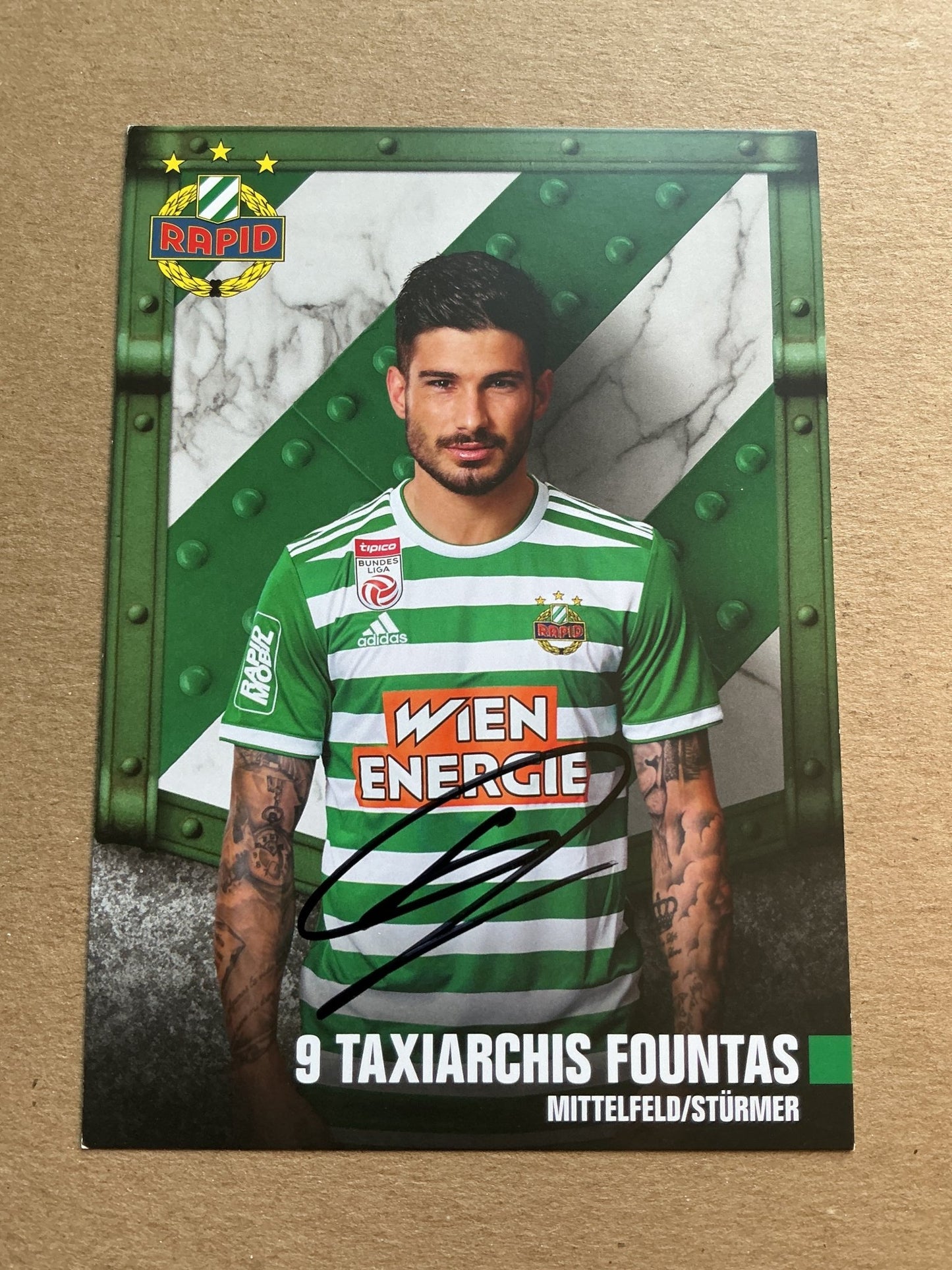 Taxiarchis Fountas, Greece 🇬🇷 Rapid Wien 2019/20 hand signed - Autographs-World