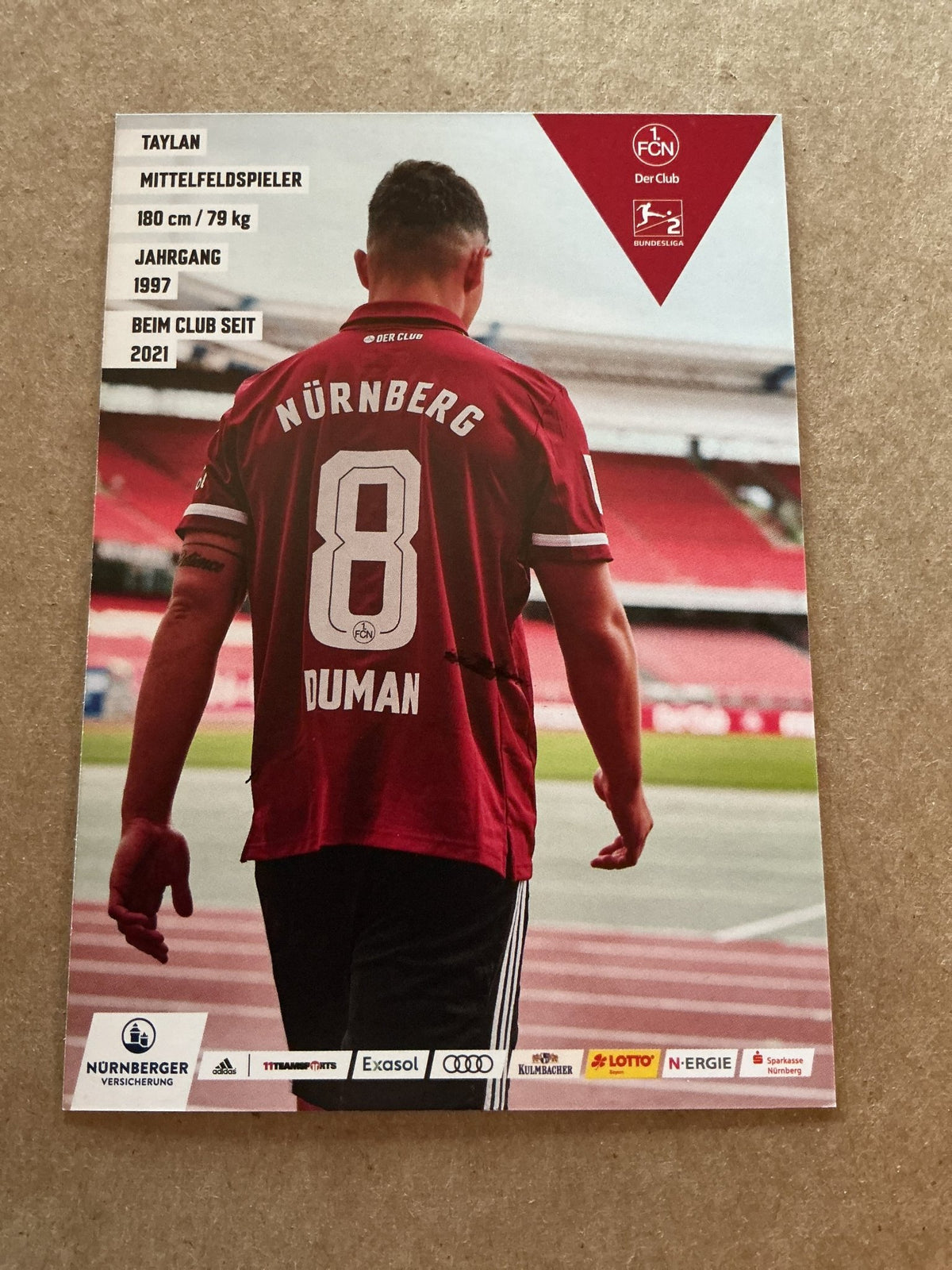 Taylan Duman, Germany 🇩🇪 1.FC Nürnberg 2021/22 hand signed - Autographs-World