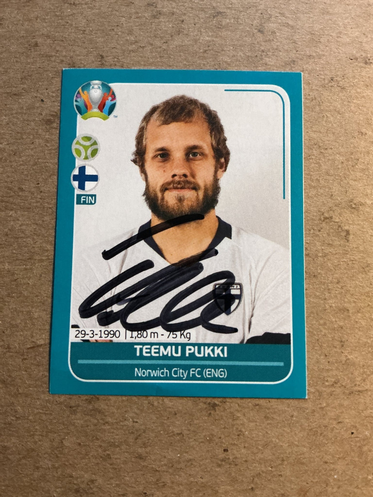 Teemu Pukki, Finland 🇫🇮 UEFA Euro 2020 Panini hand signed - Autographs-World
