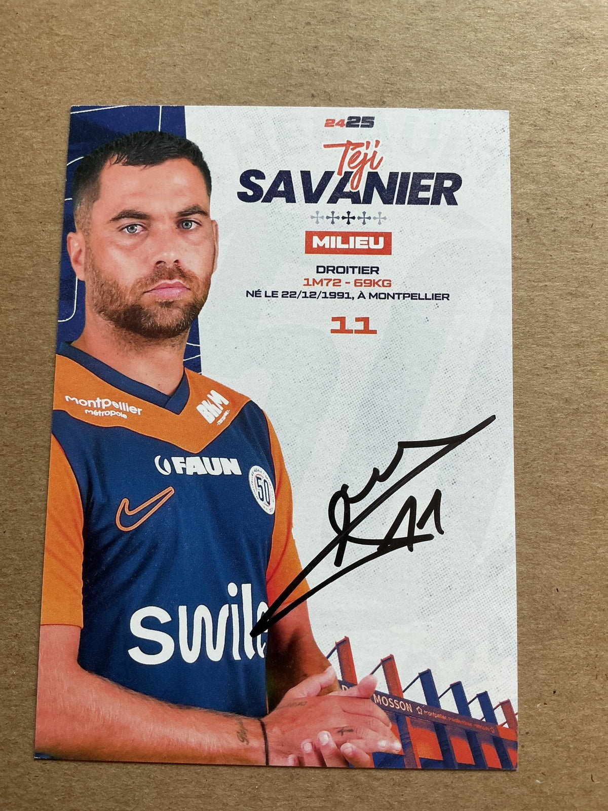 Teji Savanier, France 🇫🇷 Montpellier HSC 2024/25 hand signed - Autographs-World