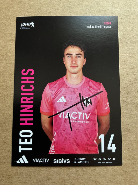 Teo Hinrichs, Germany 🇩🇪 Field Hockey Olympics 2024 hand signed - Autographs-World