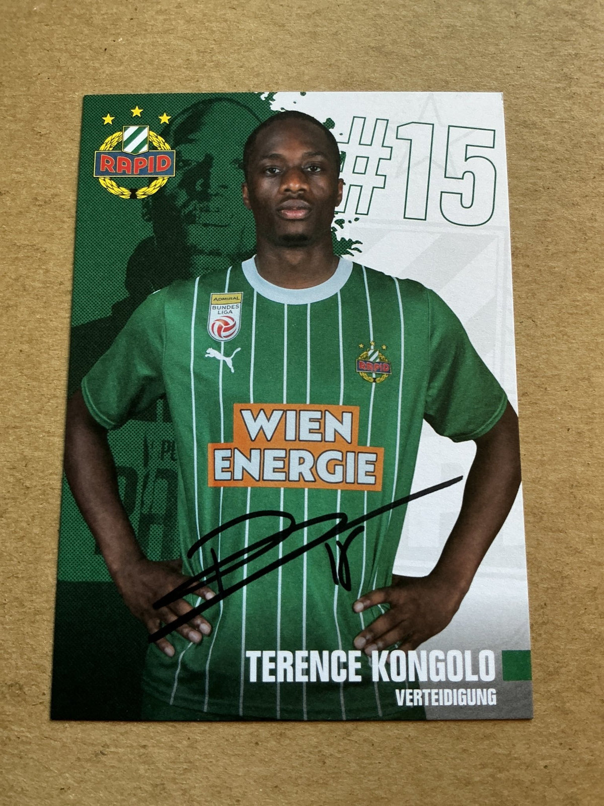 Terence Kongolo, Netherlands 🇳🇱 SK Rapid Wien 2023/24 hand signed - Autographs-World