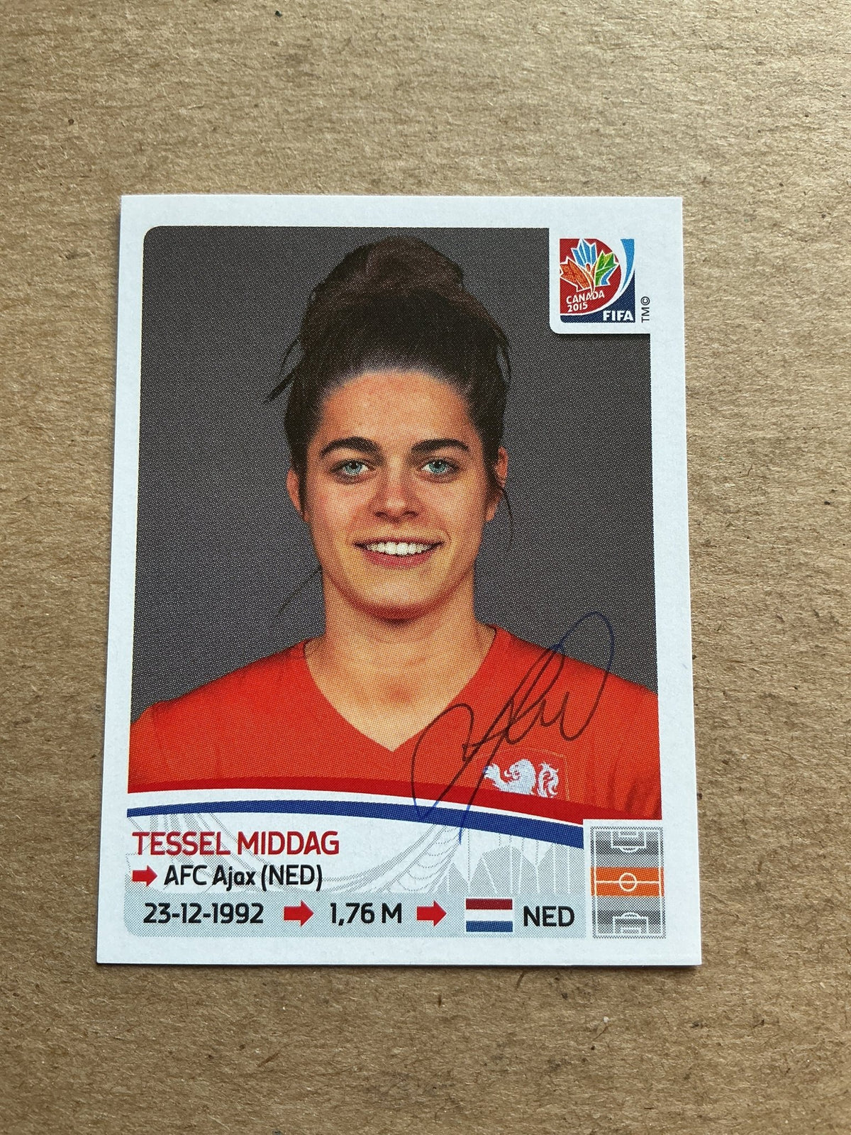 Tessel Middag, Netherlands 🇳🇱 FIFA Women’s World Cup 2015 Panini hand signed - Autographs-World