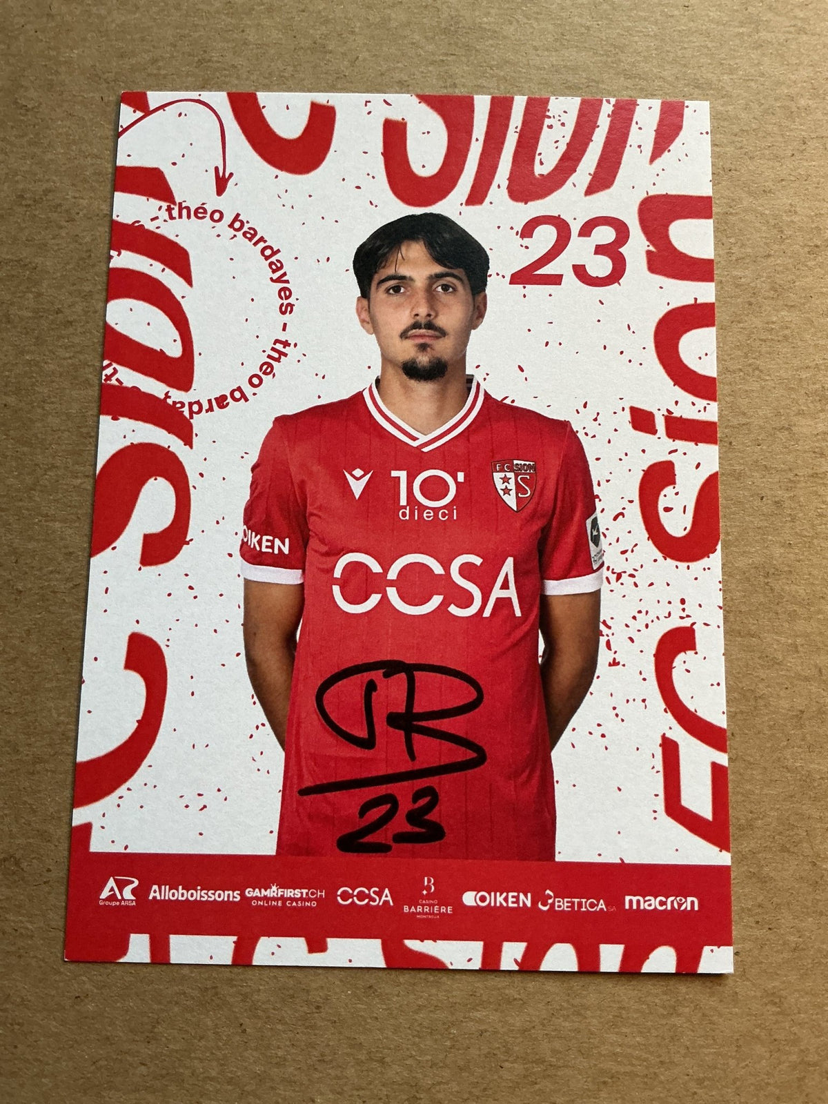 Théo Bardayes, Switzerland 🇨🇭 FC Sion 2023/24 hand signed - Autographs-World
