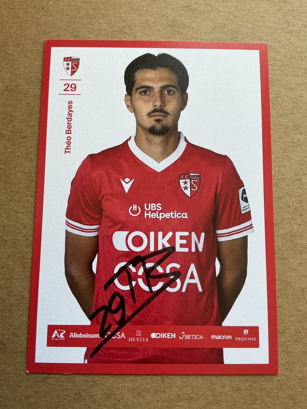 Theo Berdayes, Switzerland 🇨🇭 FC Sion 2024/25 hand signed - Autographs-World