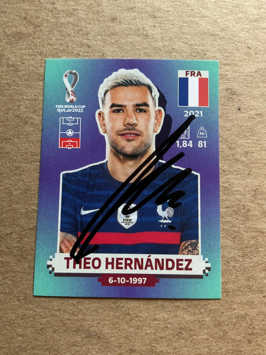 Theo Hernandez, France 🇫🇷 FIFA World Cup 2022 Panini hand signed - Autographs-World