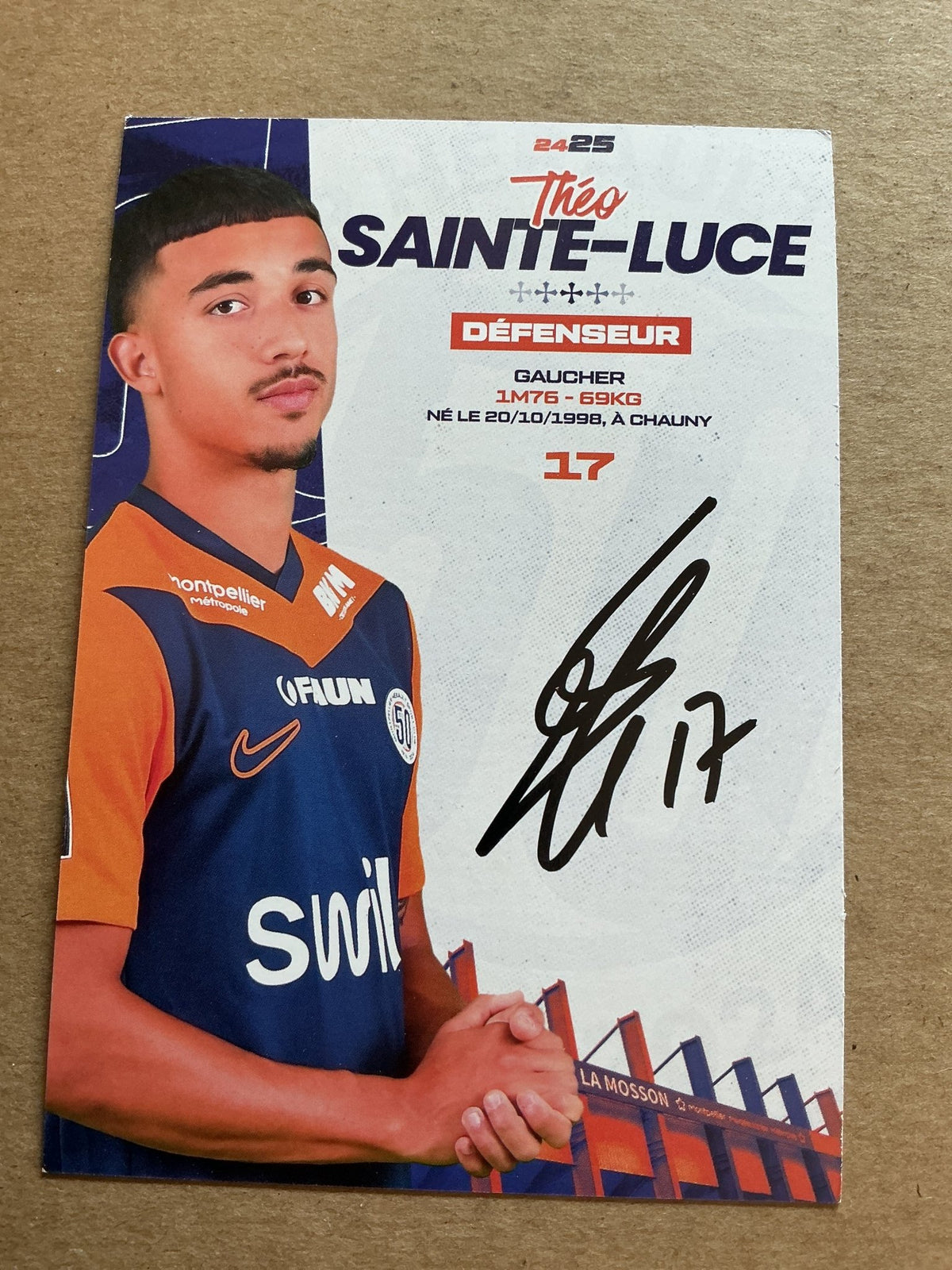 Theo Sainte-Luce, France 🇫🇷 Montpellier HSC 2024/25 hand signed - Autographs-World