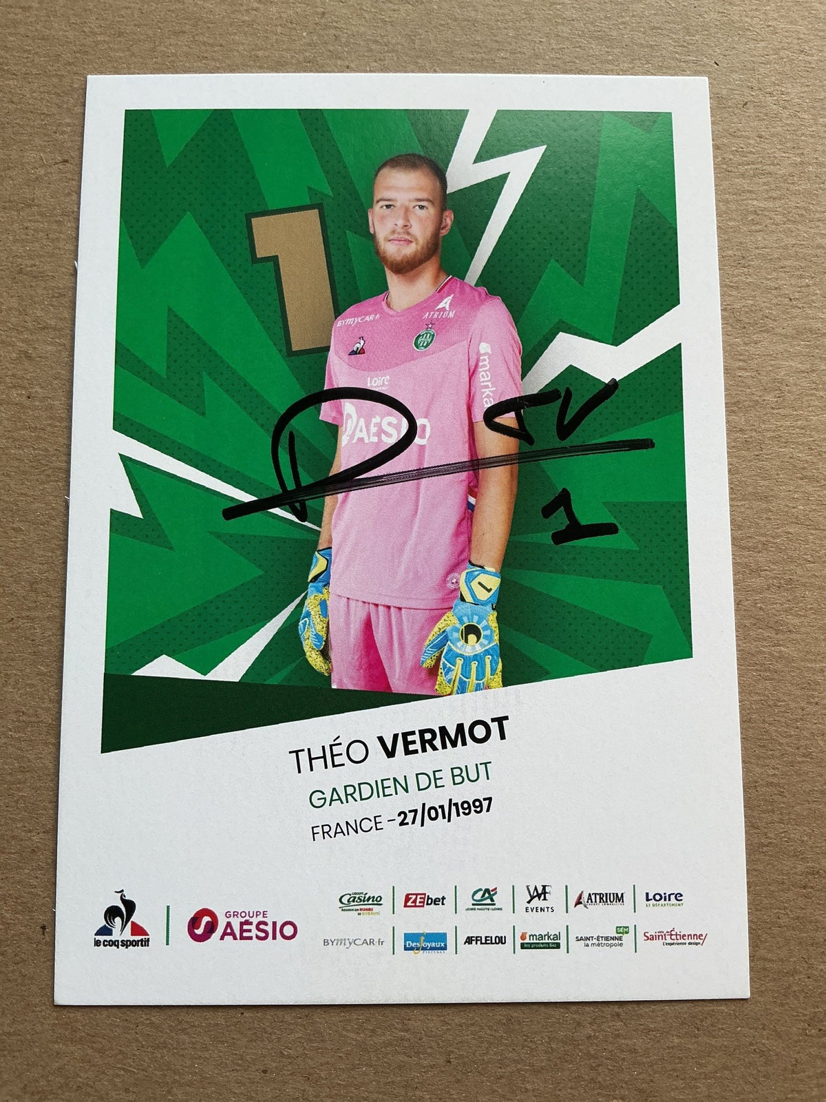 Théo Vermot, France 🇫🇷 AS Saint-Étienne 2019/20 hand signed - Autographs-World