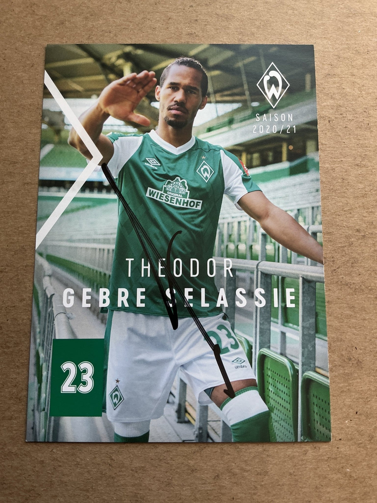 Theodor Gebre Selassie, Czech Republic 🇨🇿 SV Werder Bremen 2020/21 hand signed - Autographs-World