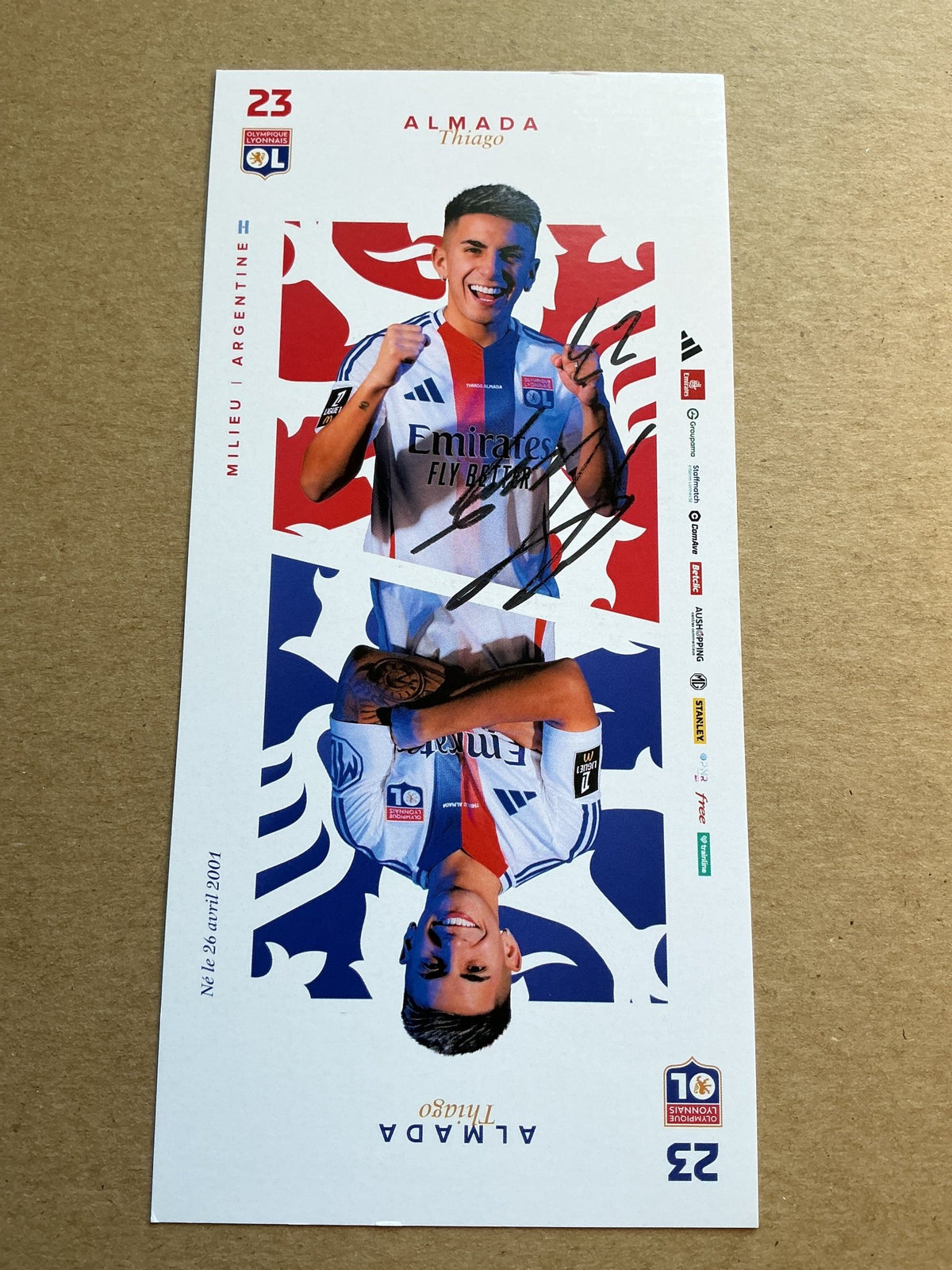 Thiago Almada, Argentina 🇦🇷 Olympique Lyon 2024/25 hand signed - Autographs-World
