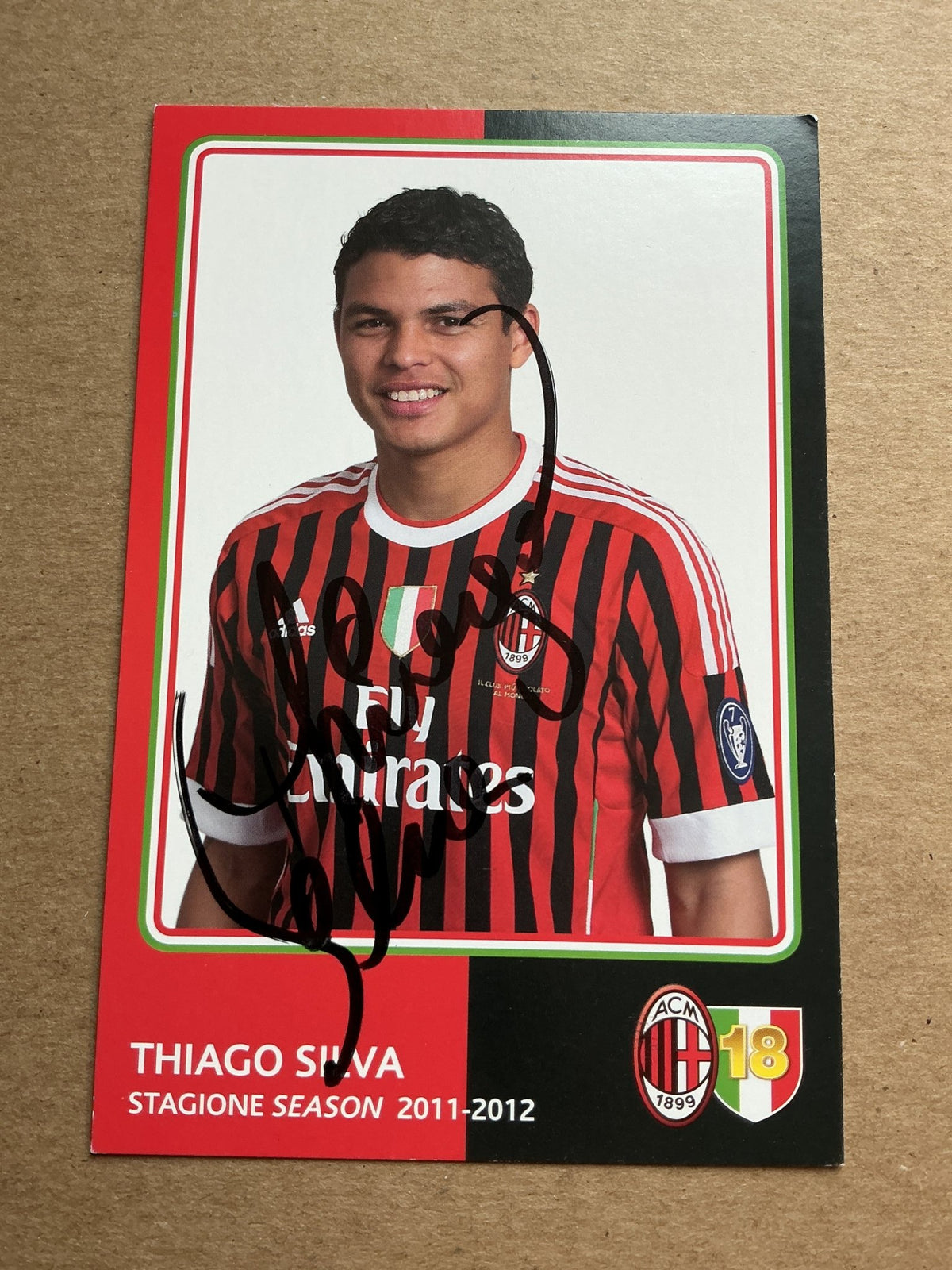 Thiago Silva, Brazil 🇧🇷 AC Milan 2011/12 hand signed - Autographs-World