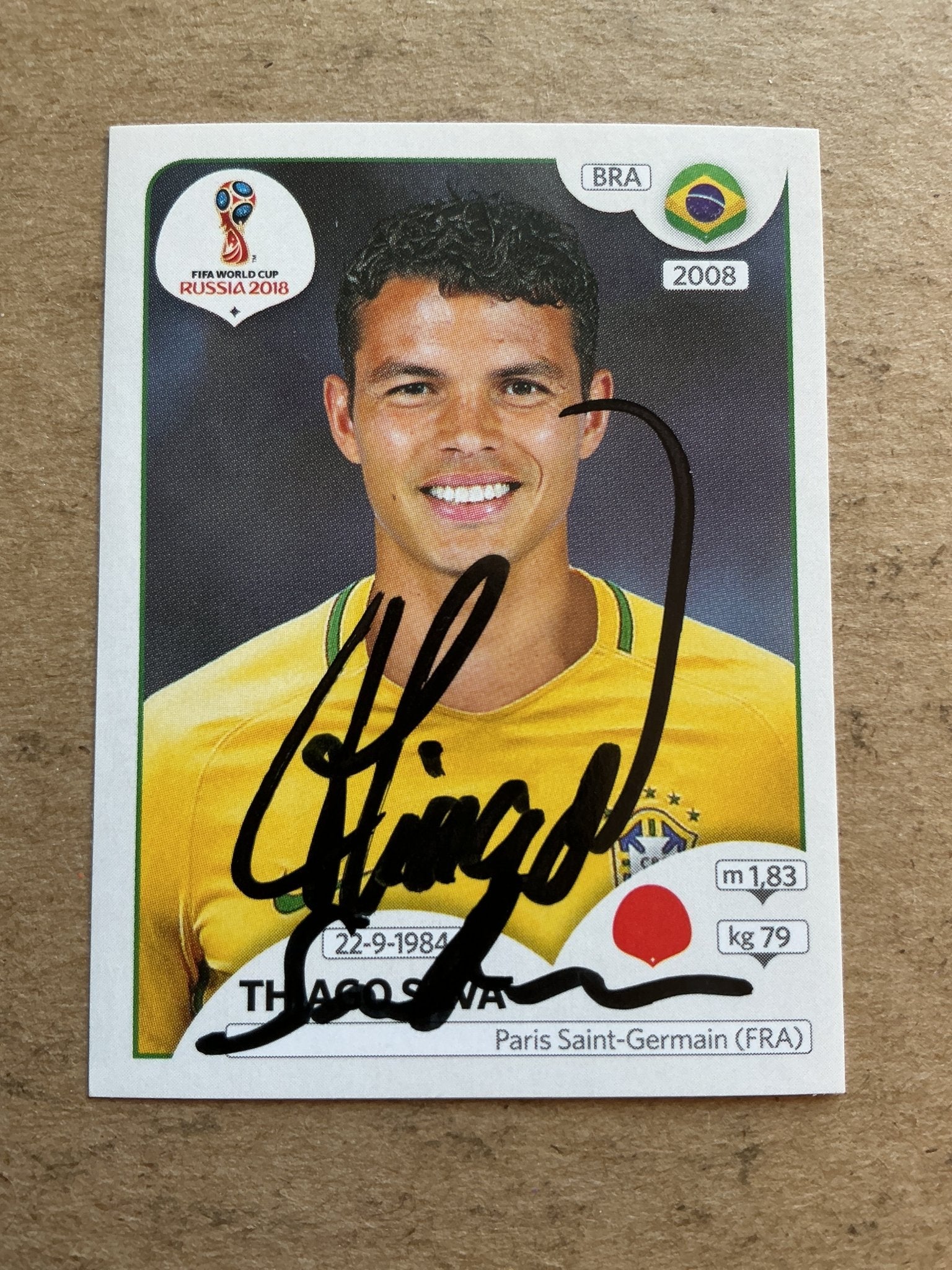 Thiago Silva, Brazil 🇧🇷 FIFA World Cup 2018 Panini hand signed - Autographs-World