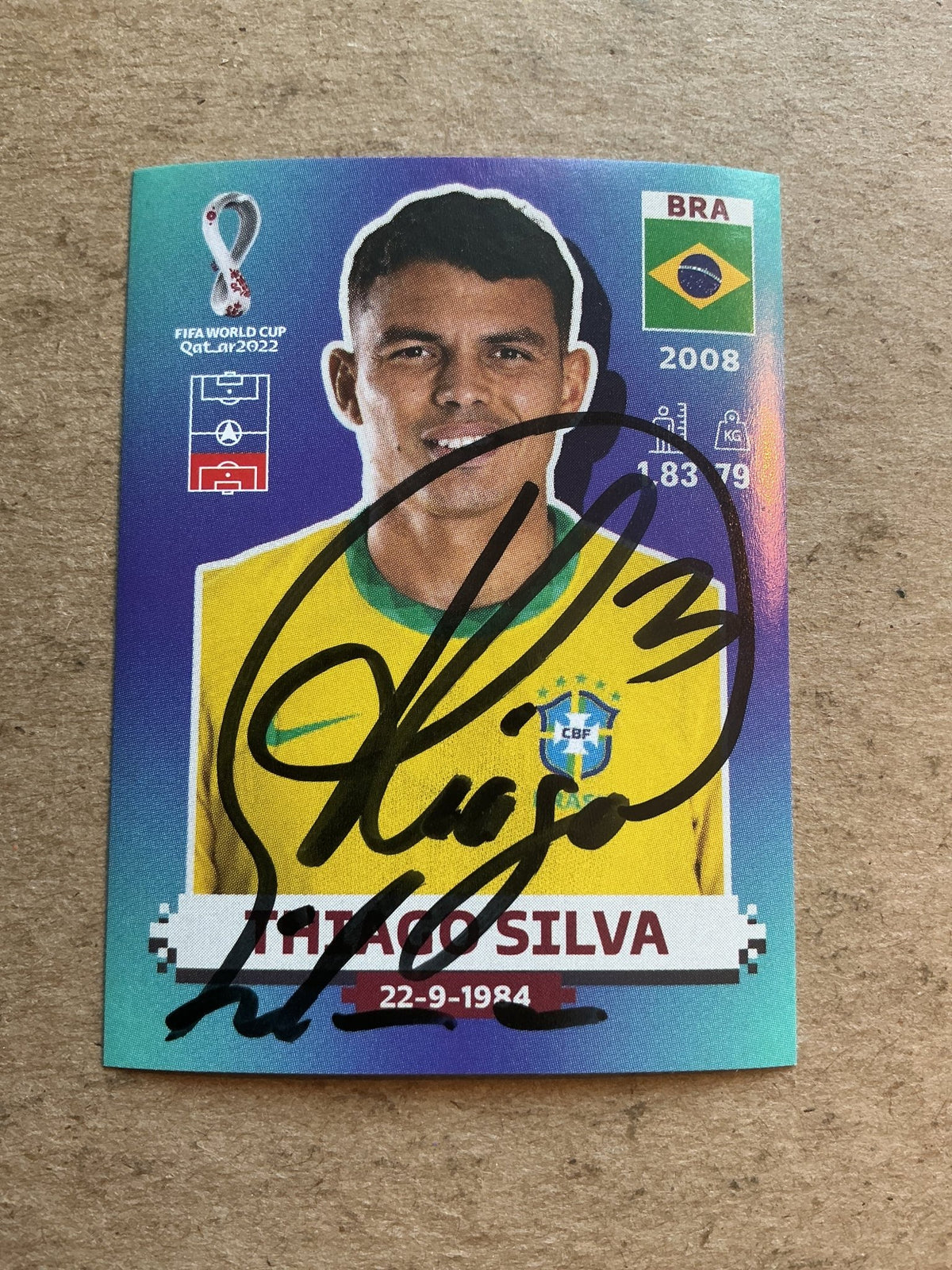 Thiago Silva, Brazil 🇧🇷 FIFA World Cup 2022 Panini hand signed - Autographs-World