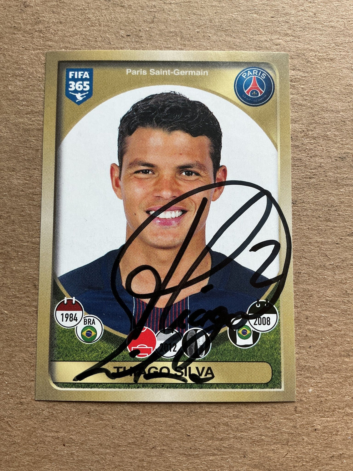 Thiago Silva, Brazil 🇧🇷 Paris Saint-Germain 2016/17 Panini hand signed - Autographs-World