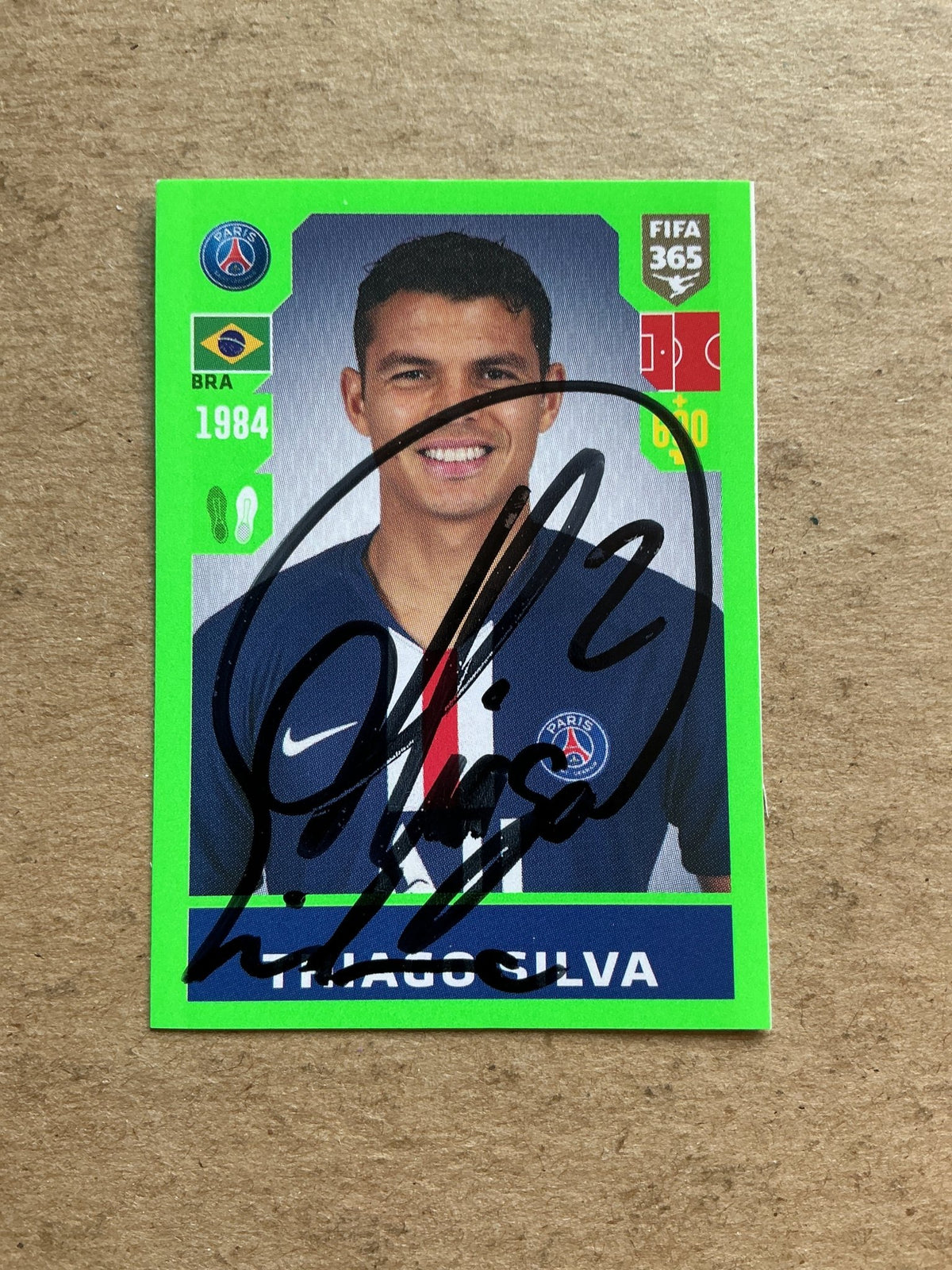 Thiago Silva, Brazil 🇧🇷 Paris Saint-Germain FIFA 365 2019/20 Panini hand signed - Autographs-World