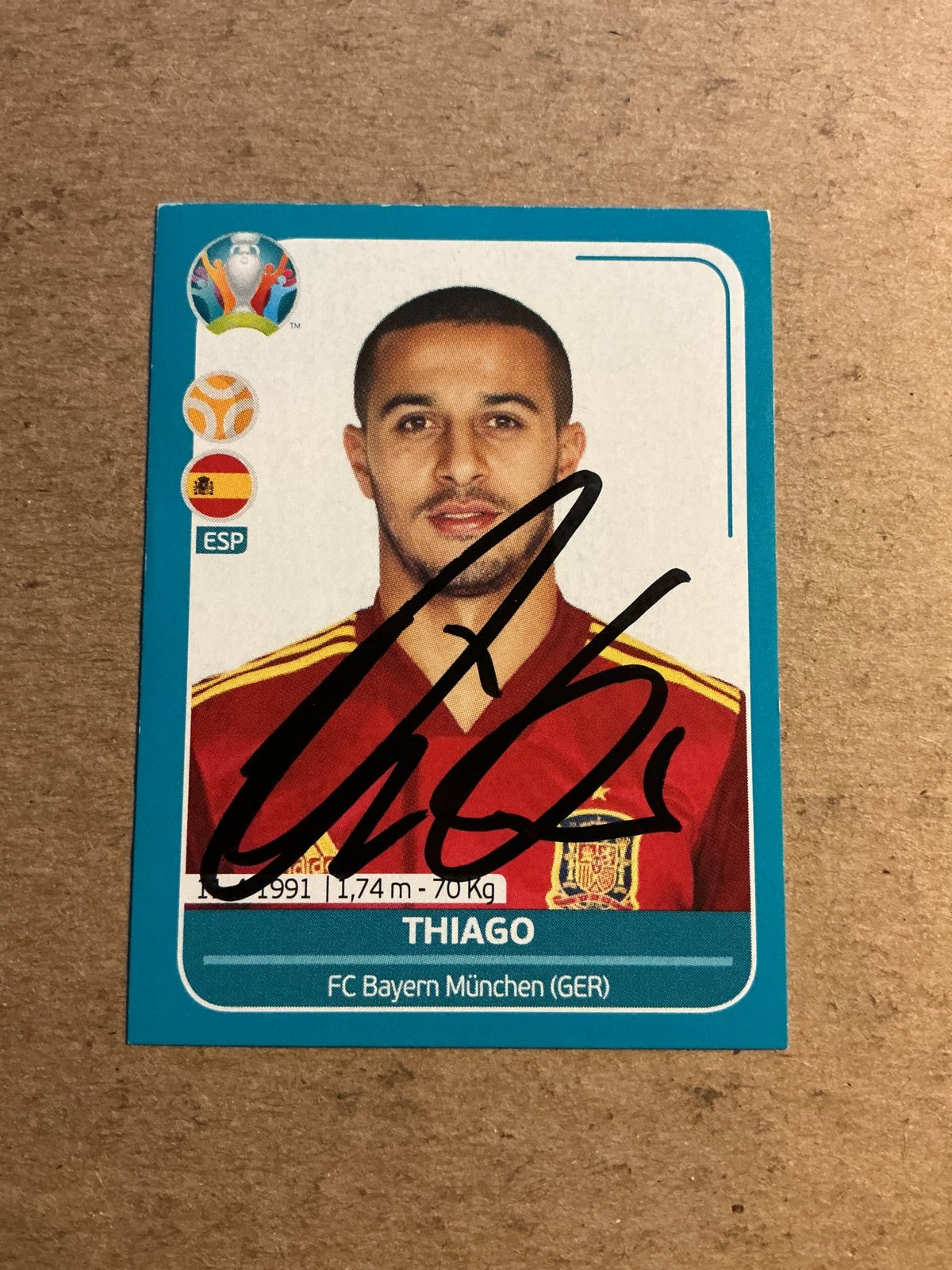 Thiago, Spain 🇪🇸 UEFA Euro 2020 Panini hand signed - Autographs-World