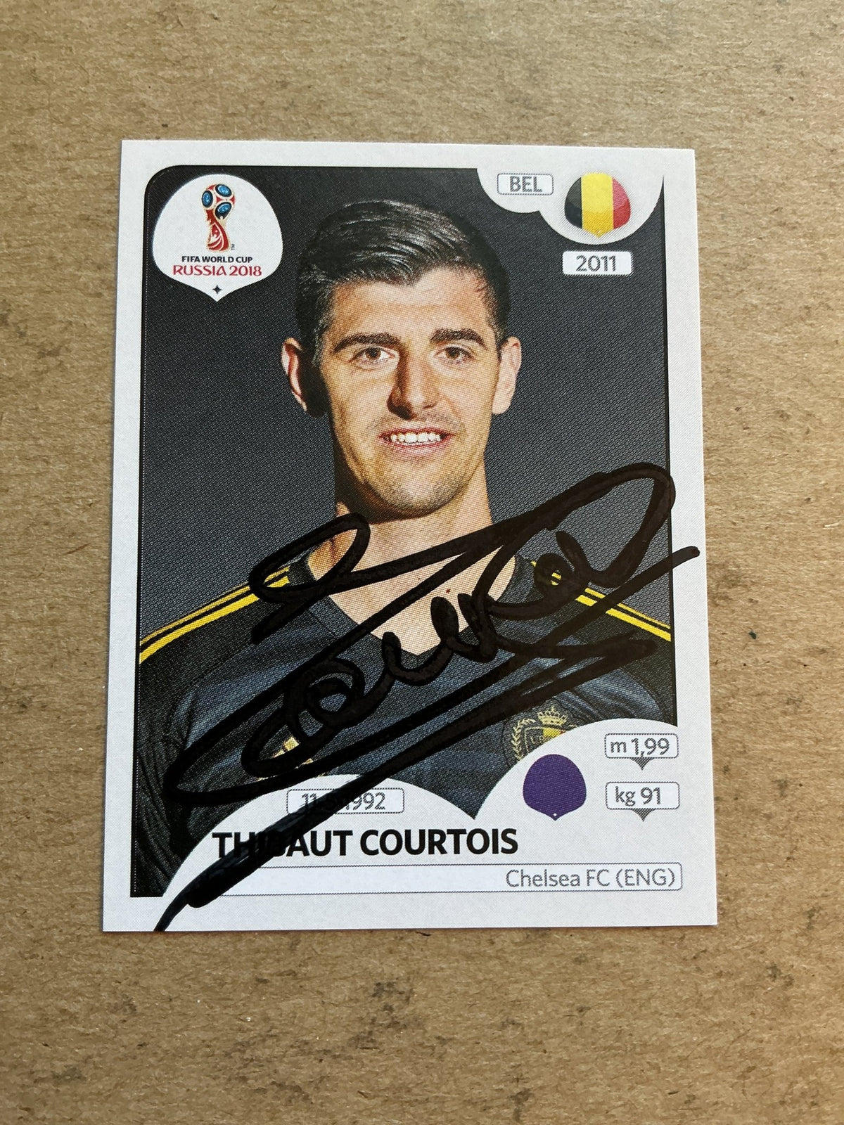 Thibaut Courtois, Belgium 🇧🇪 FIFA World Cup 2018 Panini hand signed - Autographs-World