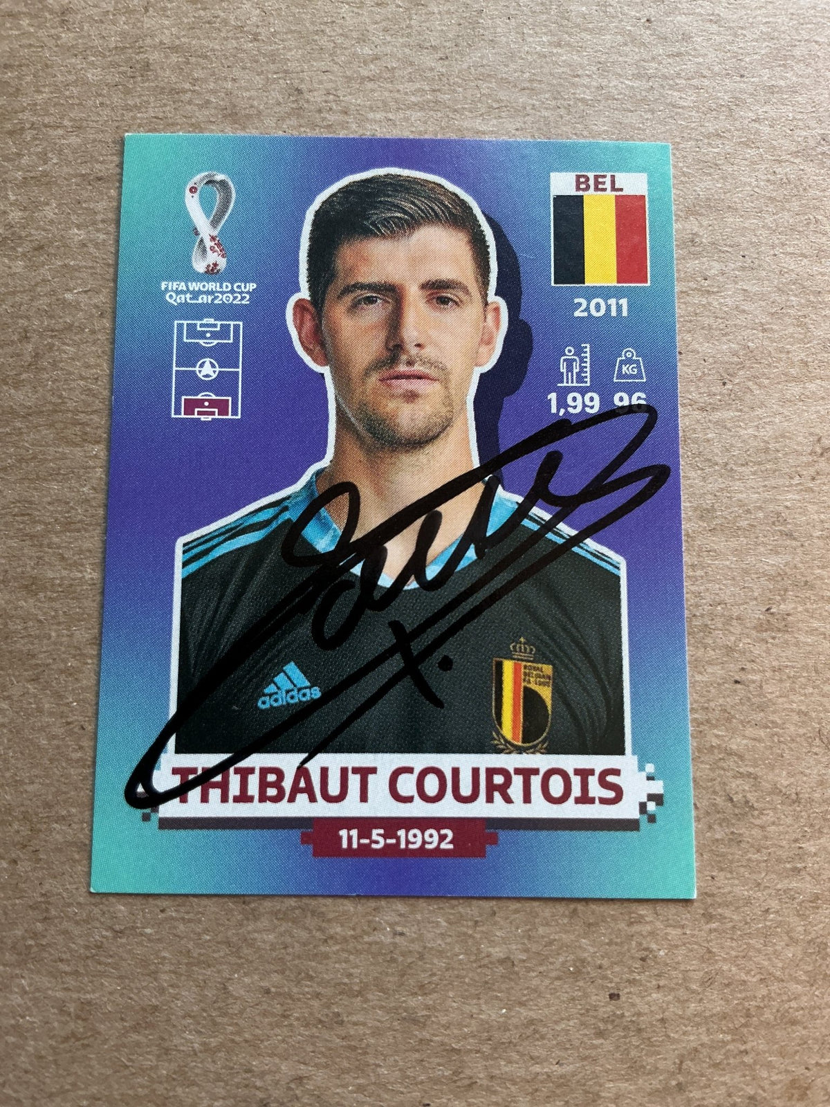 Thibaut Courtois, Belgium 🇧🇪 FIFA World Cup 2022 Panini hand signed - Autographs-World