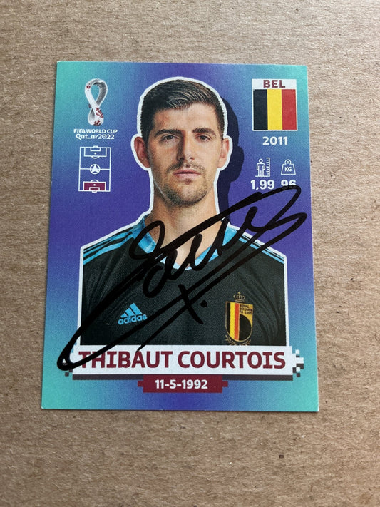 Thibaut Courtois, Belgium 🇧🇪 FIFA World Cup 2022 Panini hand signed - Autographs-World