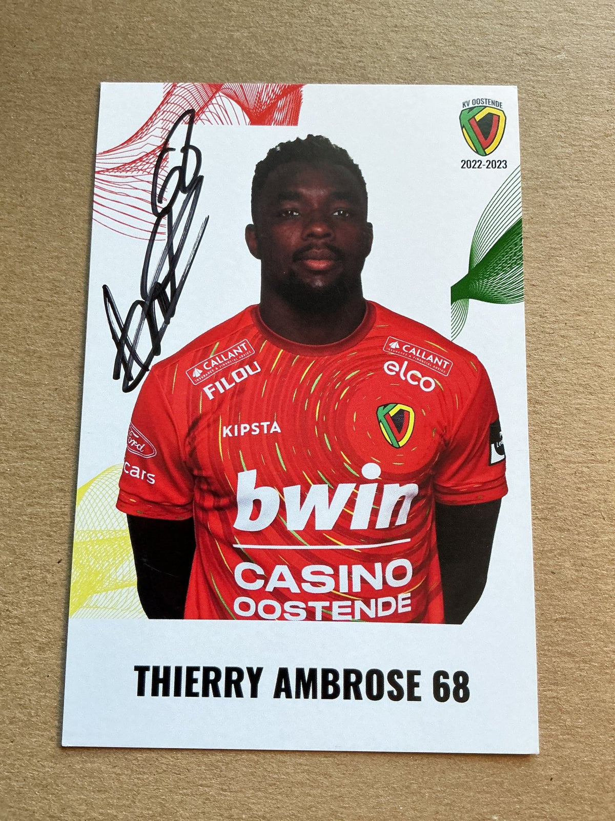 Thierry Ambrose, Guadeloupe 🇬🇵 KV Oostende 2022/23 hand signed - Autographs-World