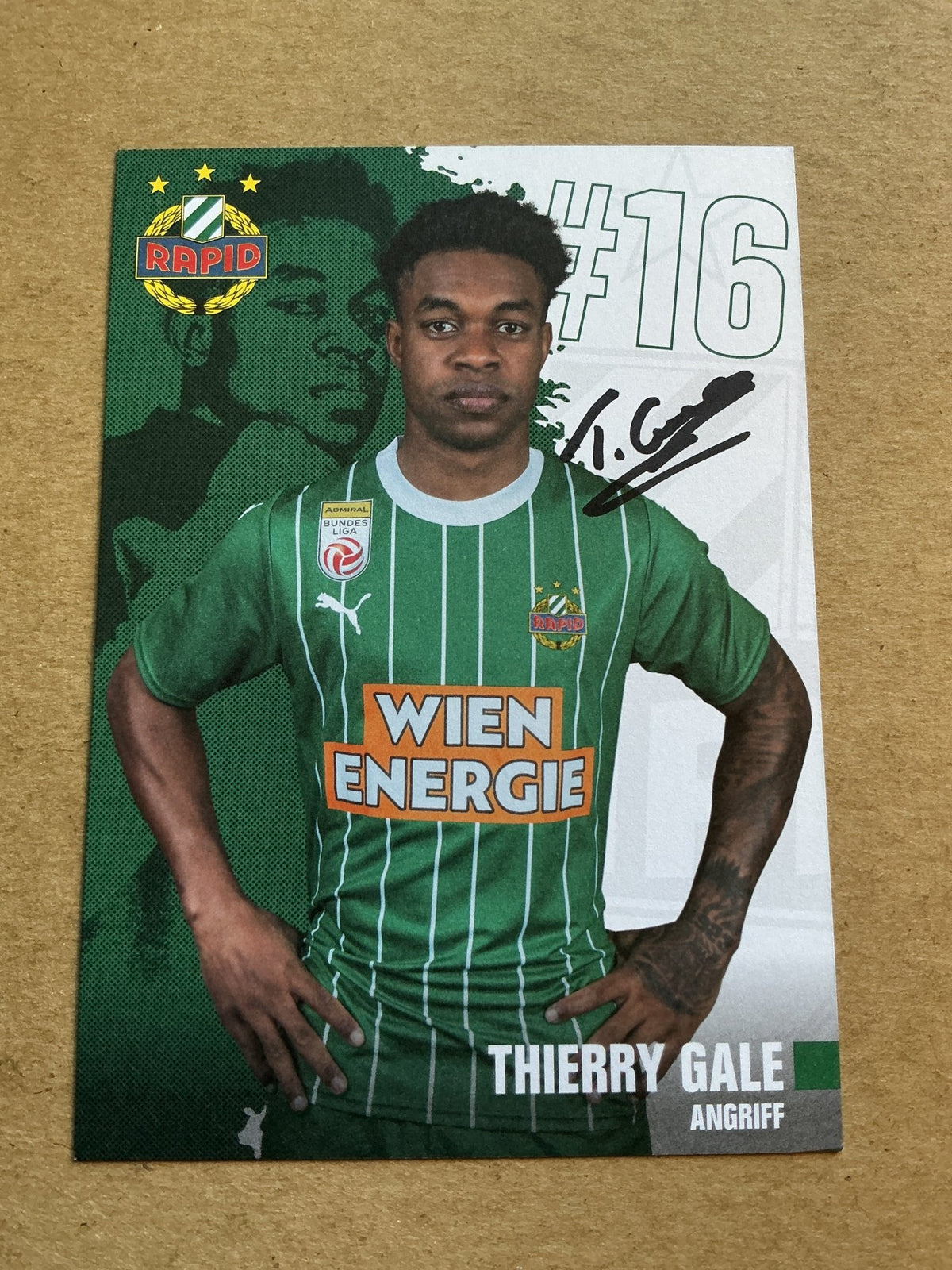 Thierry Gale, Barbados 🇧🇧 SK Rapid Wien 2023/24 hand signed - Autographs-World