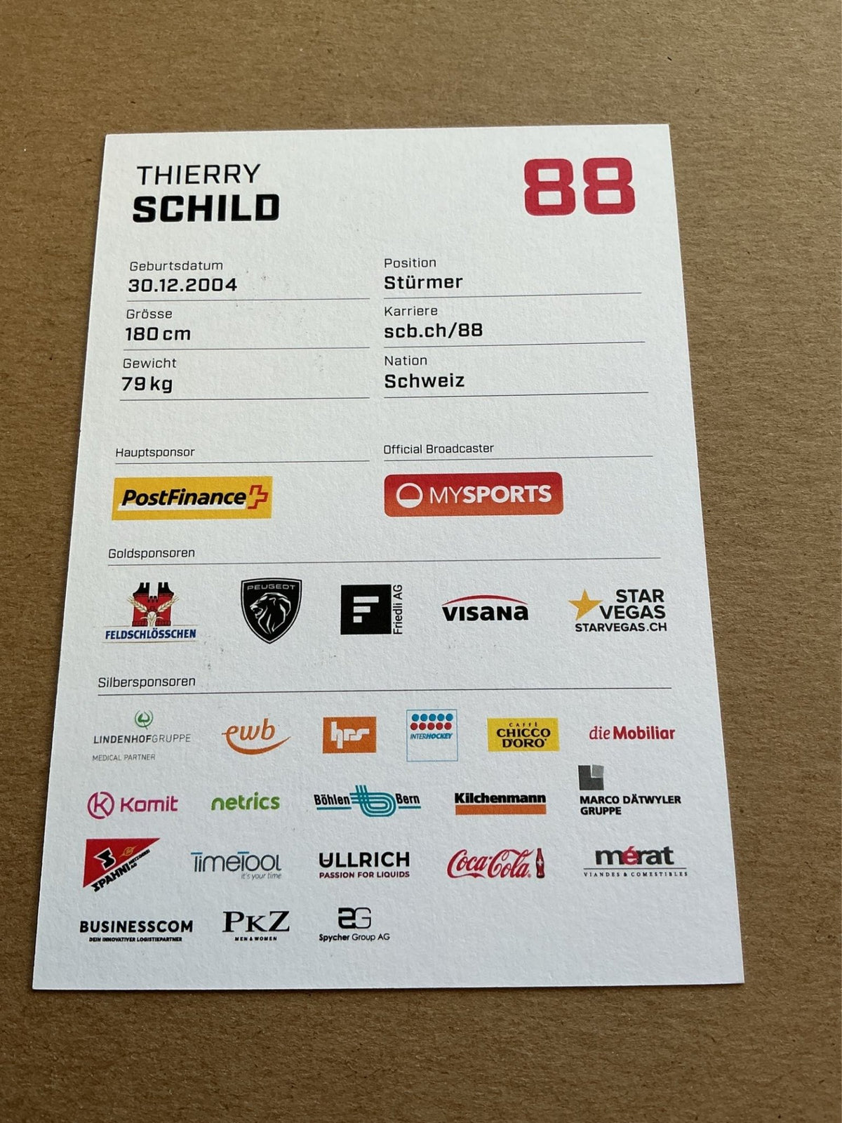 Thierry Schild, Switzerland 🇨🇭 SC Bern 2023/24 hand signed - Autographs-World