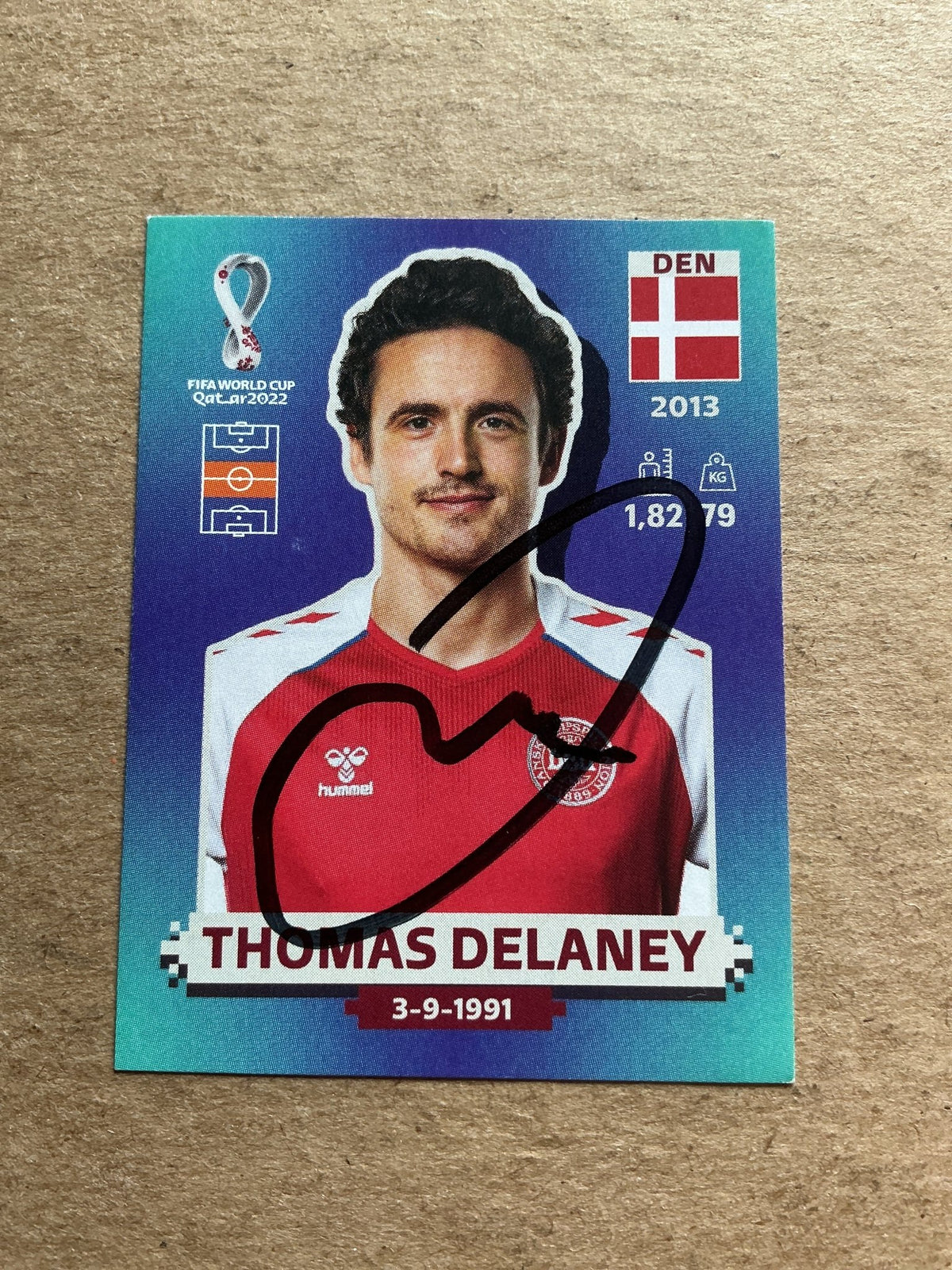 Thomas Delaney, Denmark 🇩🇰 FIFA World Cup 2022 Panini hand signed - Autographs-World