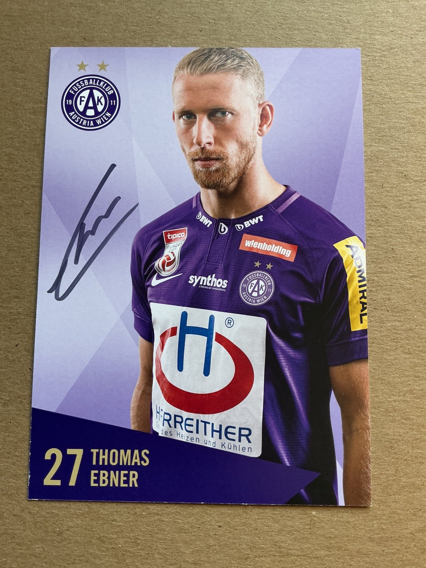 Thomas Ebner, Austria 🇦🇹 Austria Wien 2019/20 hand signed - Autographs-World