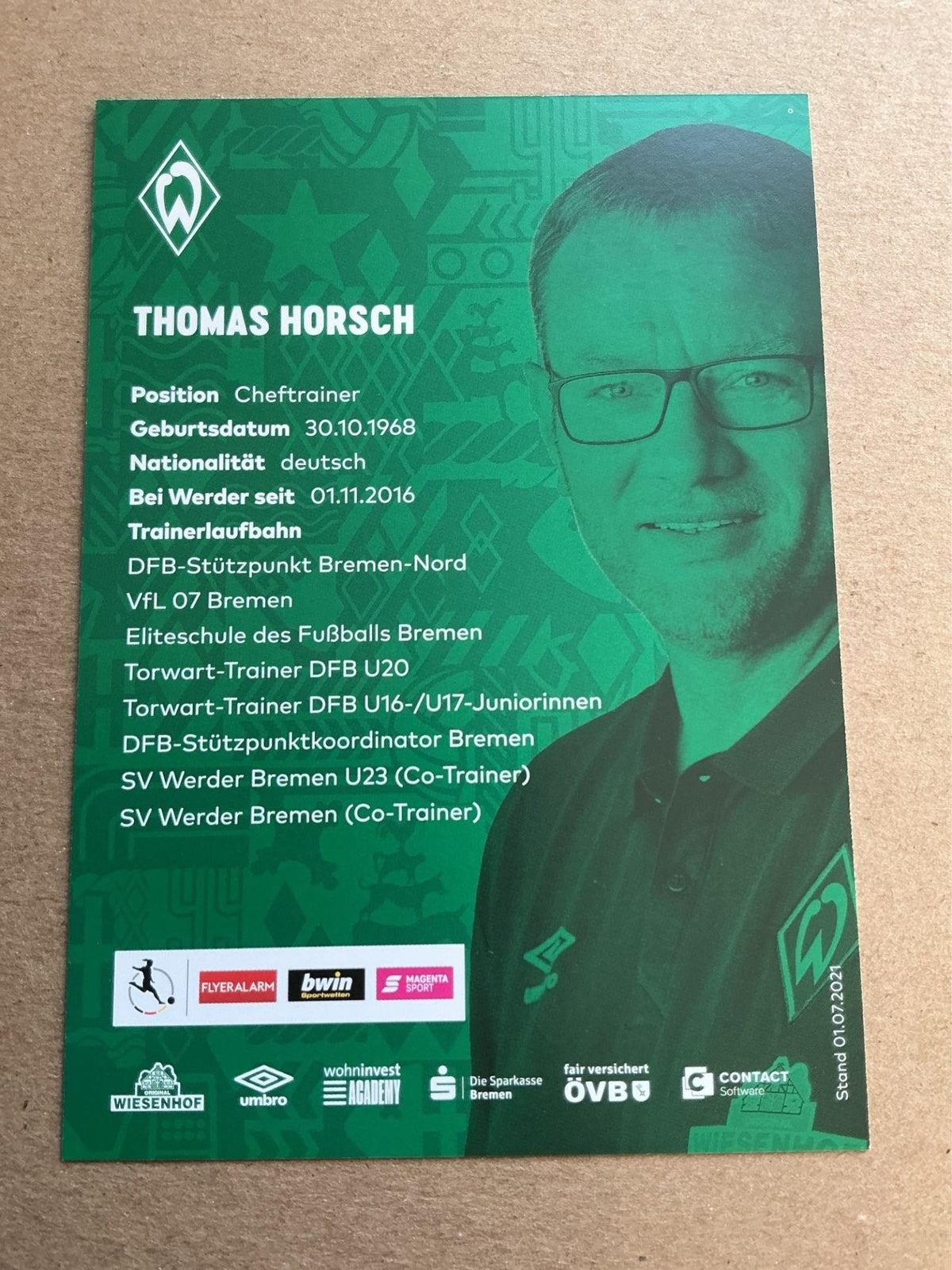 Thomas Horsch, Germany 🇩🇪 SV Werder Bremen 2021/22 hand signed - Autographs-World