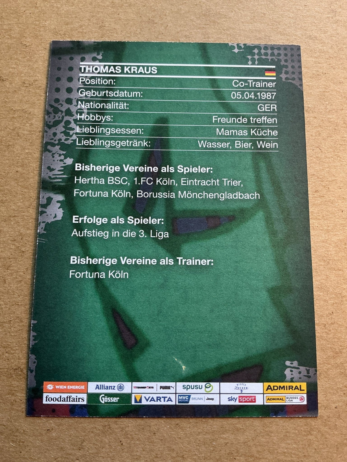 Thomas Kraus, Germany 🇩🇪 SK Rapid Wien 2023/24 hand signed - Autographs-World
