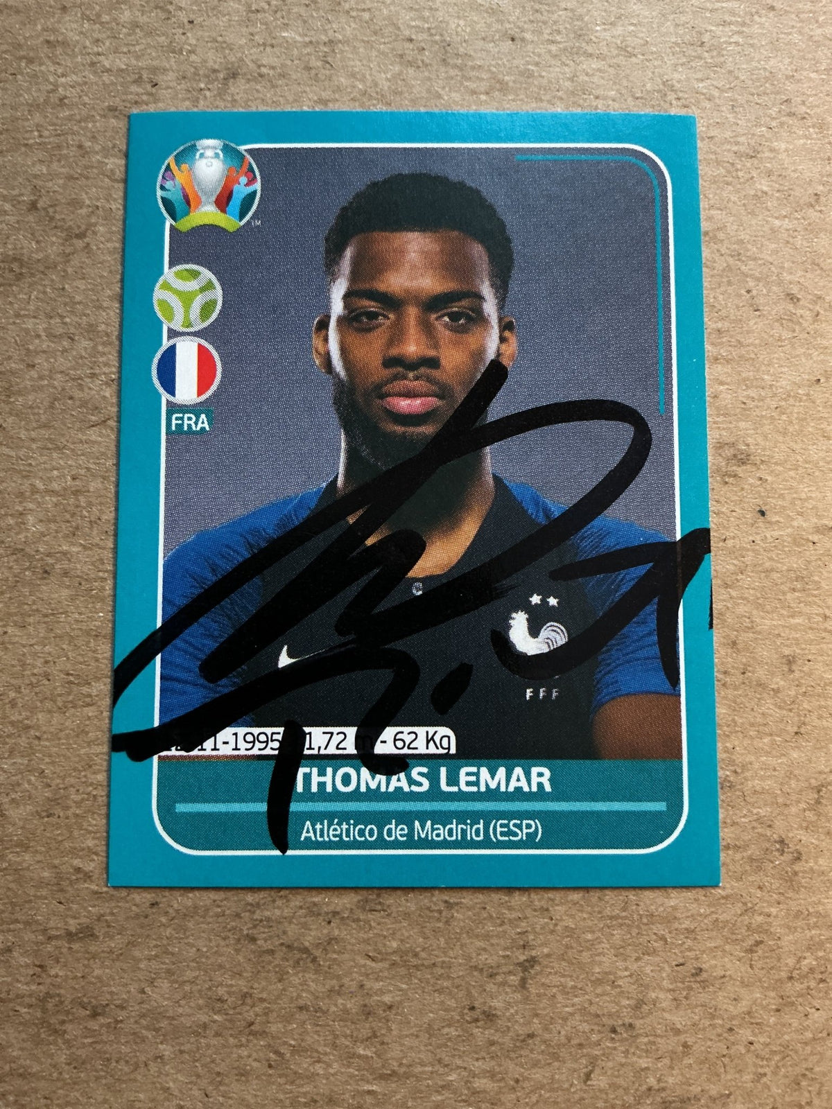 Thomas Lemar, France 🇫🇷 UEFA Euro 2020 Panini hand signed - Autographs-World