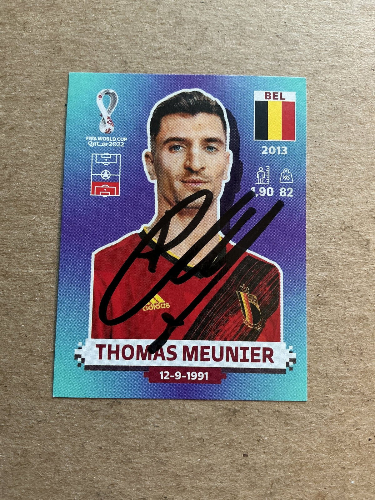 Thomas Meunier, Belgium 🇧🇪 FIFA World Cup 2022 Panini hand signed - Autographs-World