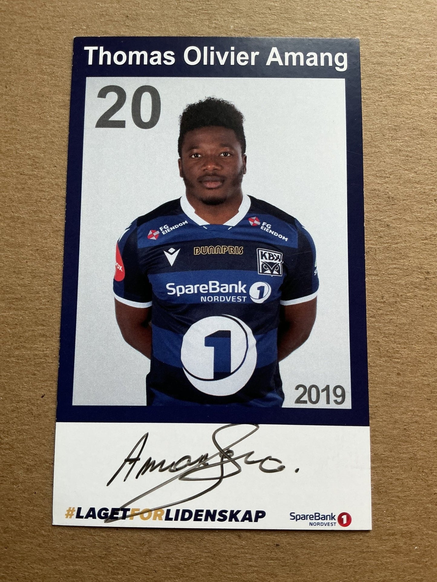 Thomas Olivier Amang, Cameroon 🇨🇲 Kristiansund BK 2019/20 hand signed - Autographs-World