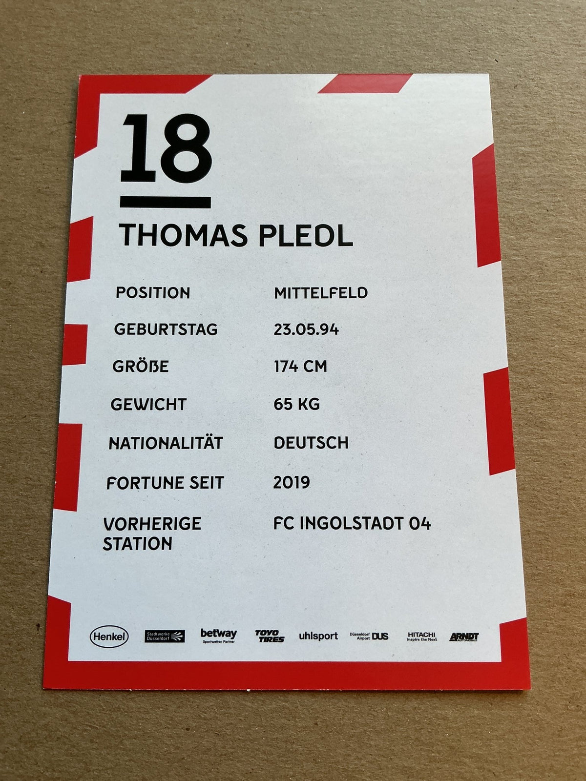 Thomas Pledl, Germany 🇩🇪 Fortuna Düsseldorf 2019/20 hand signed - Autographs-World