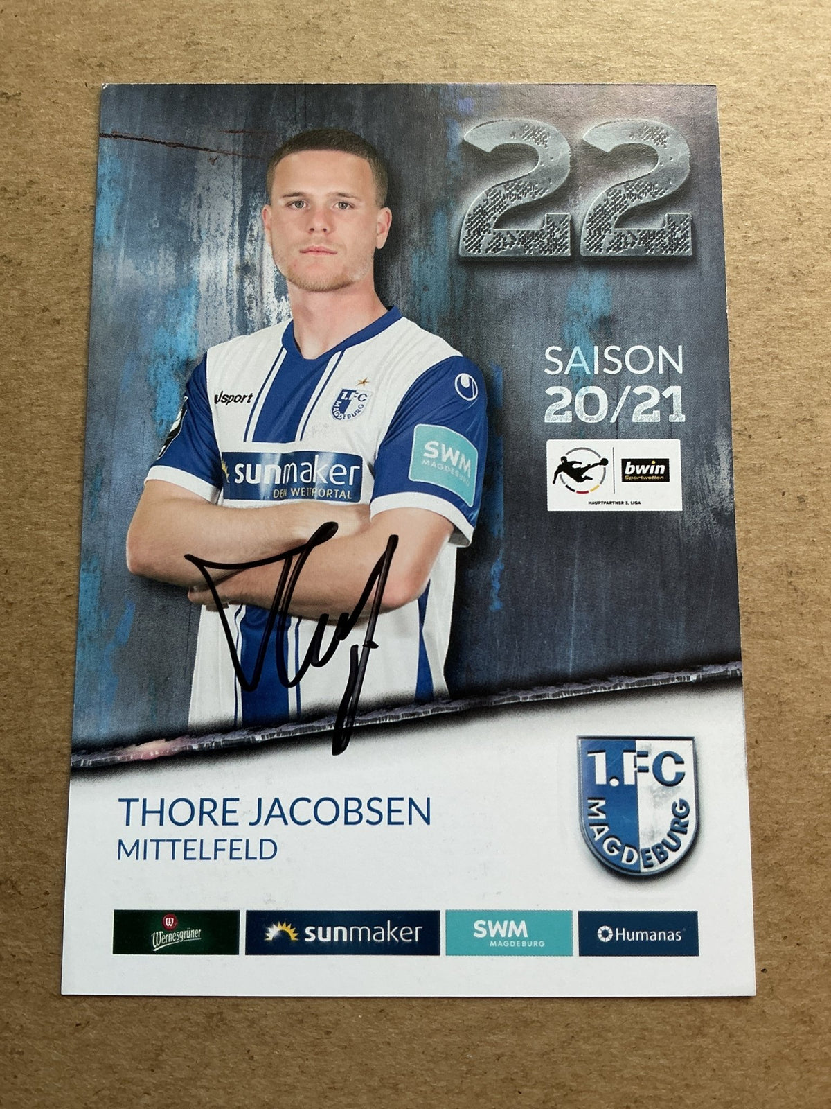 Thore Jacobsen, Germany 🇩🇪 1.FC Magdeburg 2020/21 hand signed - Autographs-World