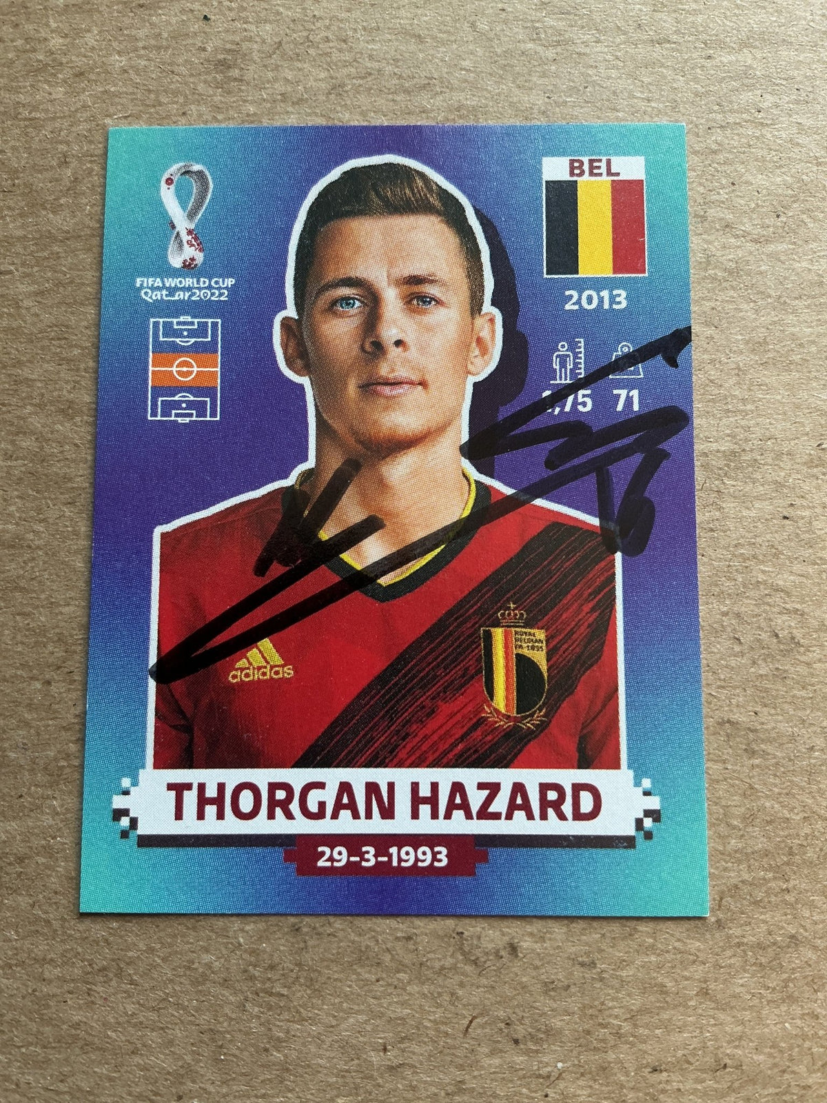 Thorgan Hazard, Belgium 🇧🇪 FIFA World Cup 2022 Panini hand signed - Autographs-World