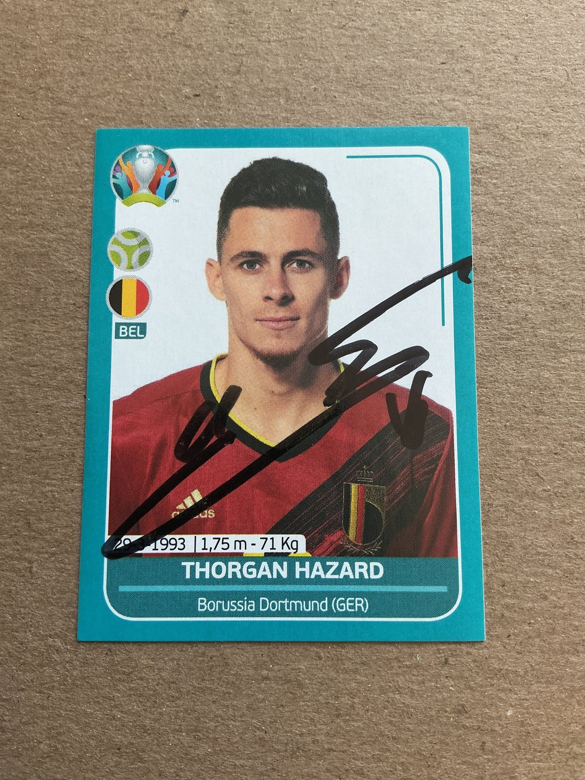 Thorgan Hazard, Belgium 🇧🇪 UEFA Euro 2020 Panini hand signed - Autographs-World
